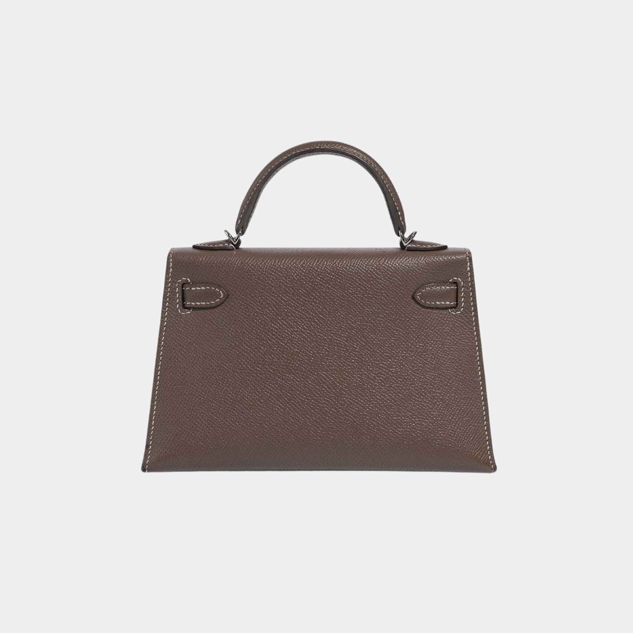 Hermes Kelly Mini II 20 Epsom Etoupe PHW, Back