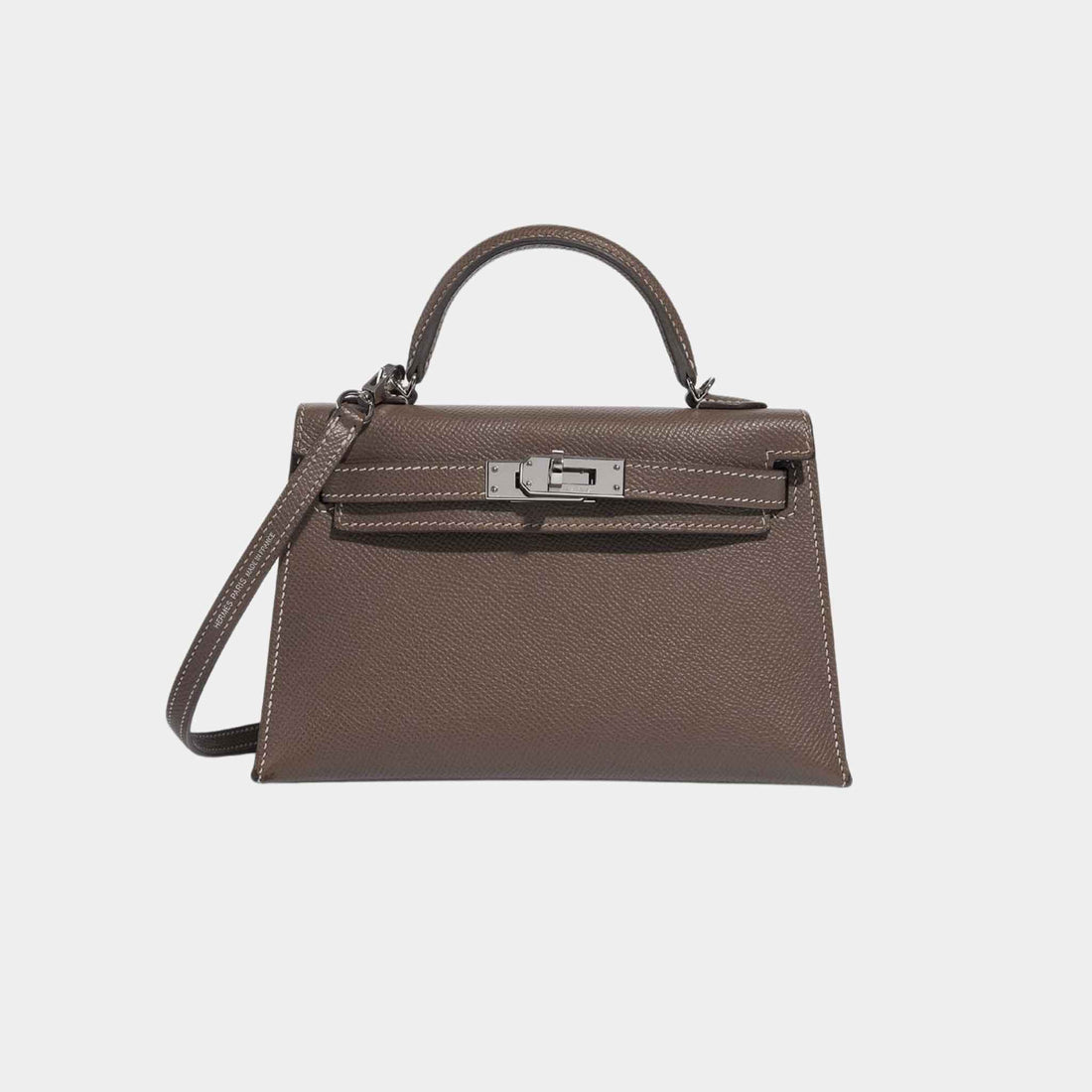 Hermes Kelly Mini II 20 Epsom Etoupe PHW, Front
