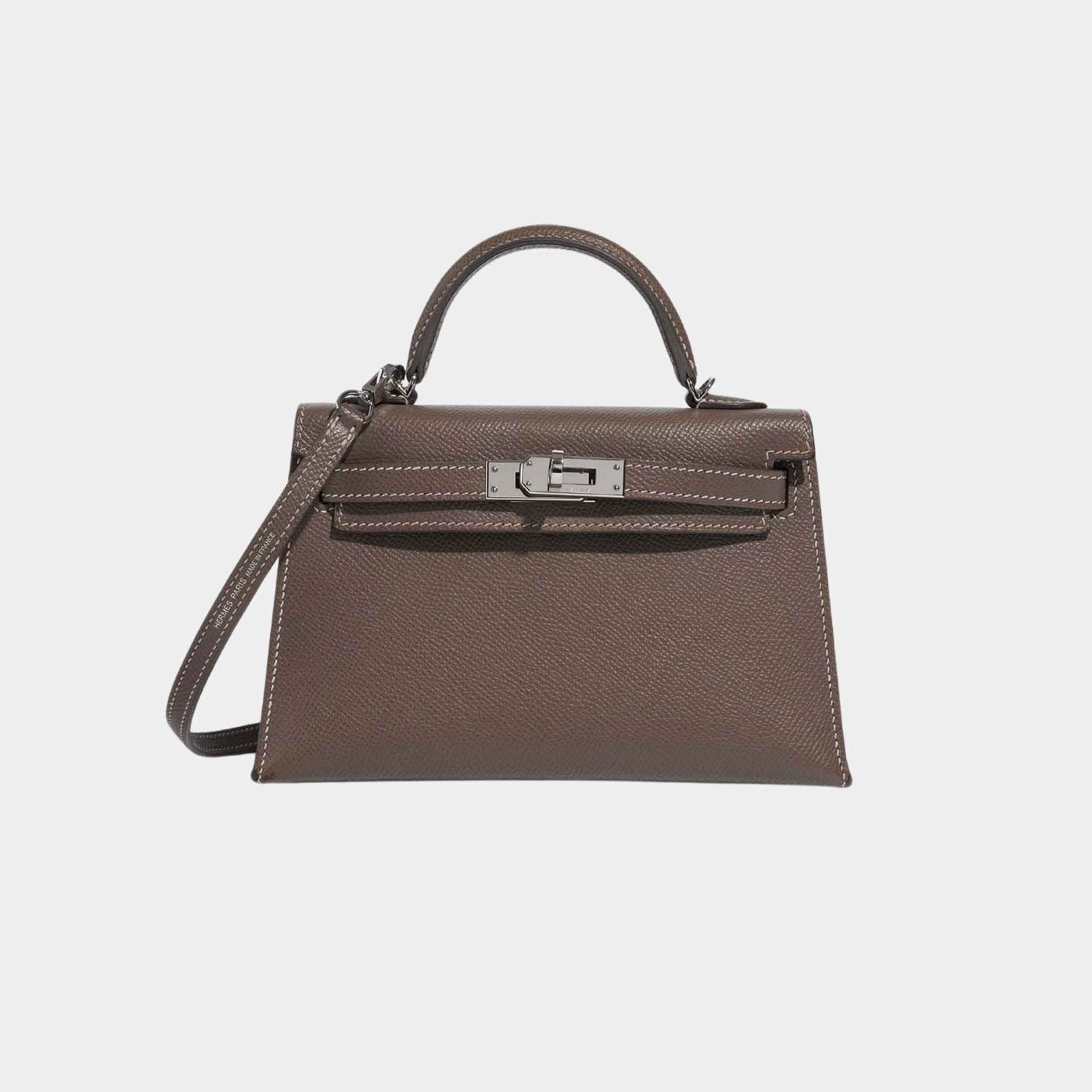 Hermes Kelly Mini II 20 Epsom Etoupe PHW, Front