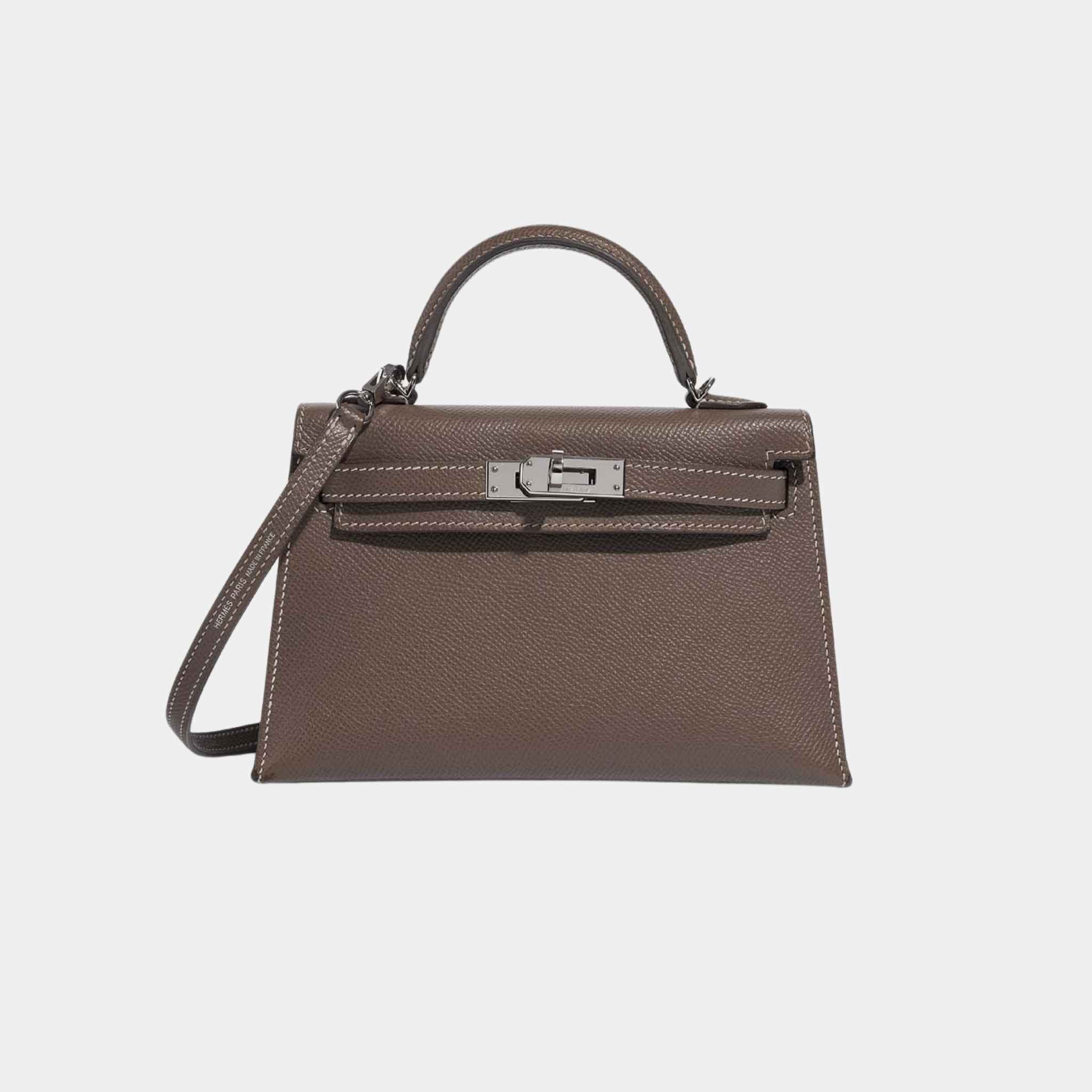 Hermes Kelly Mini II 20 Epsom Etoupe PHW, Front