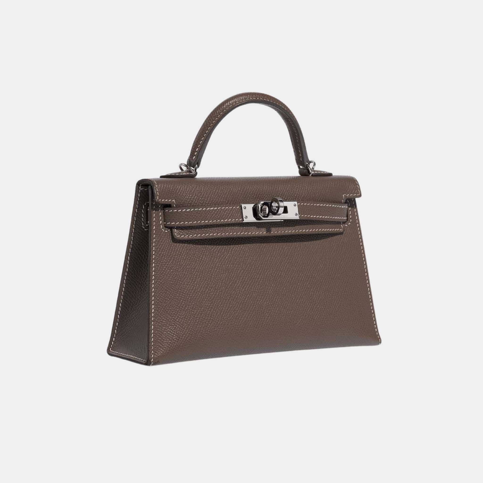 Hermes Kelly Mini II 20 Epsom Etoupe PHW, Side