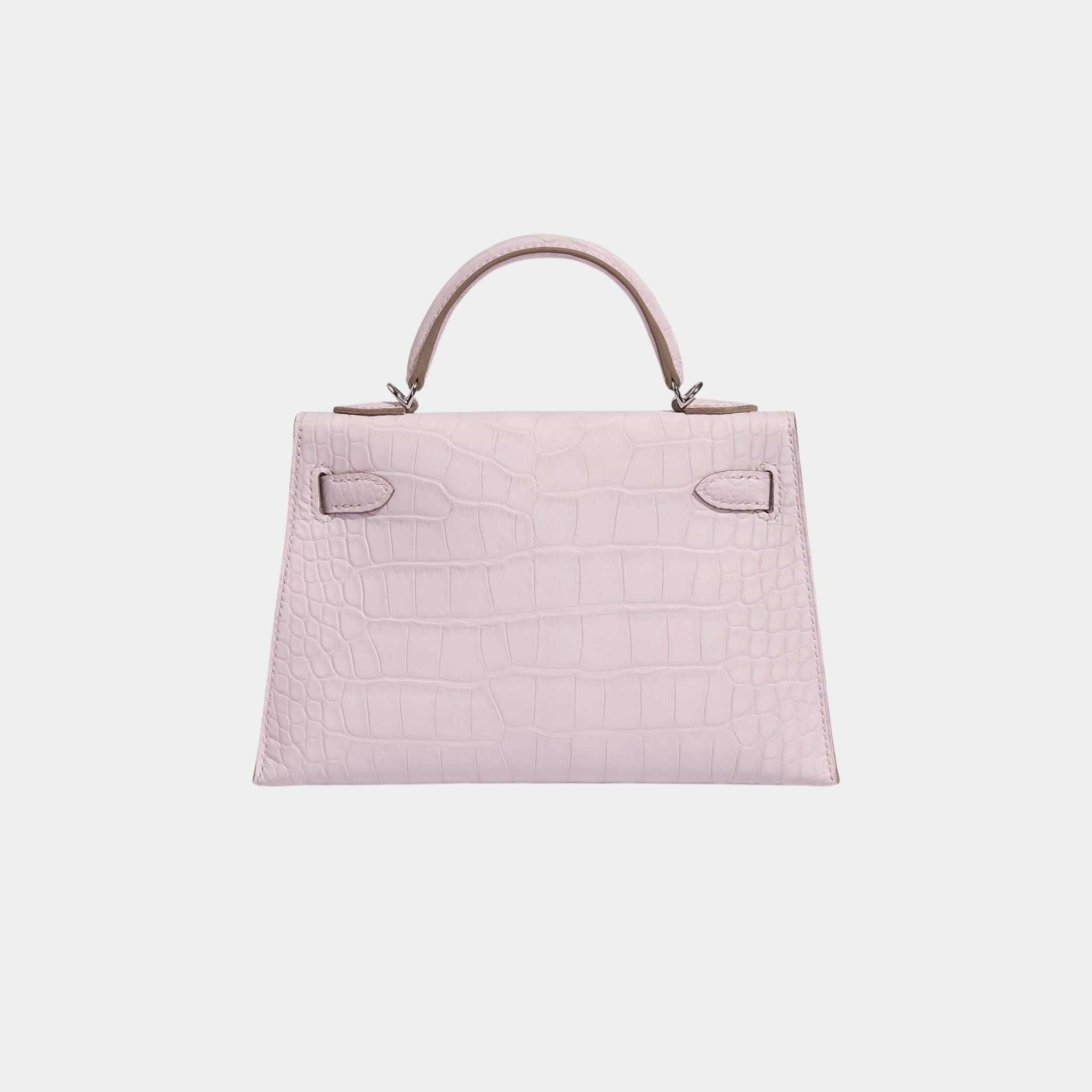 Hermes Kelly Mini Matte Alligator Borreal Mauve Pale PHW, Back