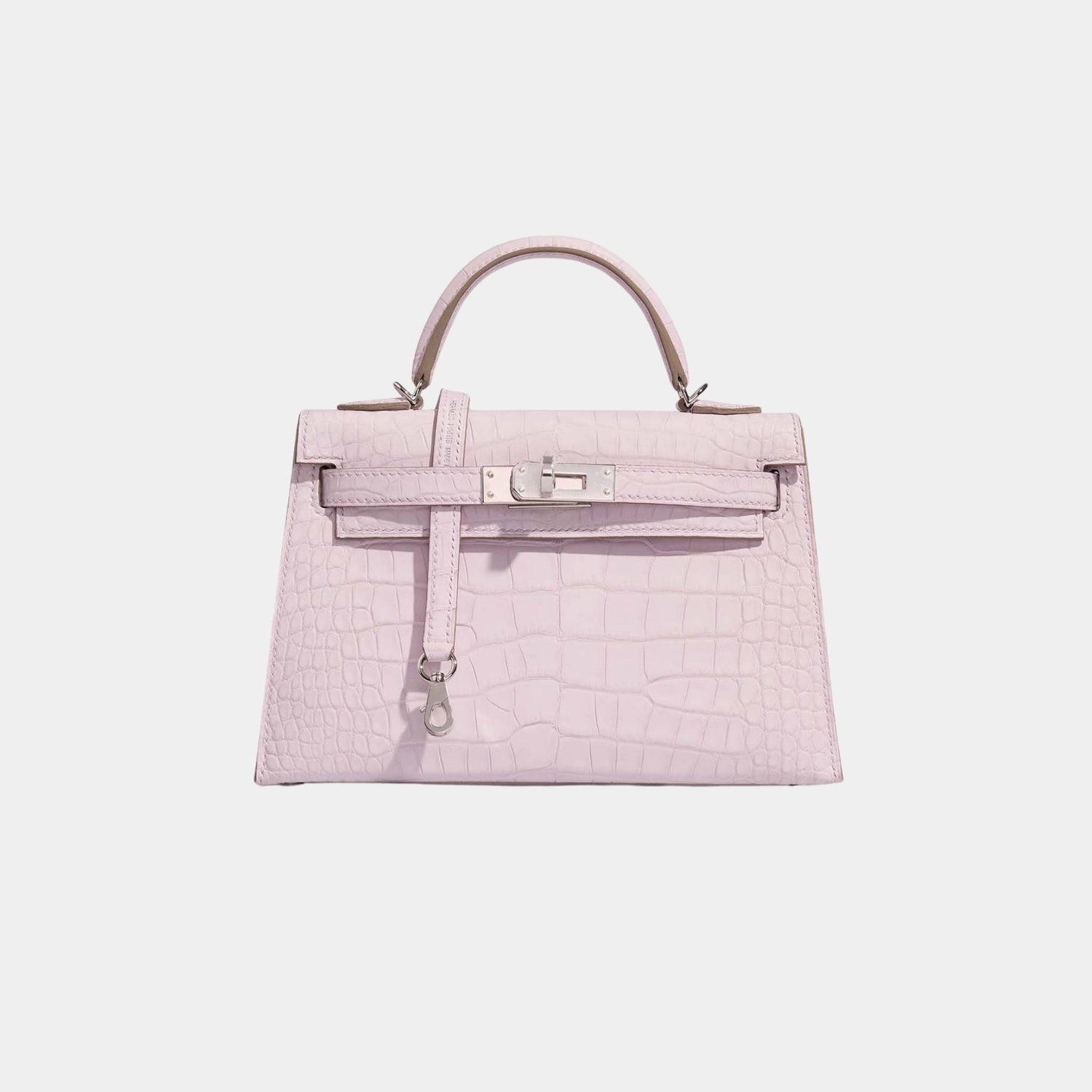 Hermes Kelly Mini Matte Alligator Borreal Mauve Pale PHW, Front