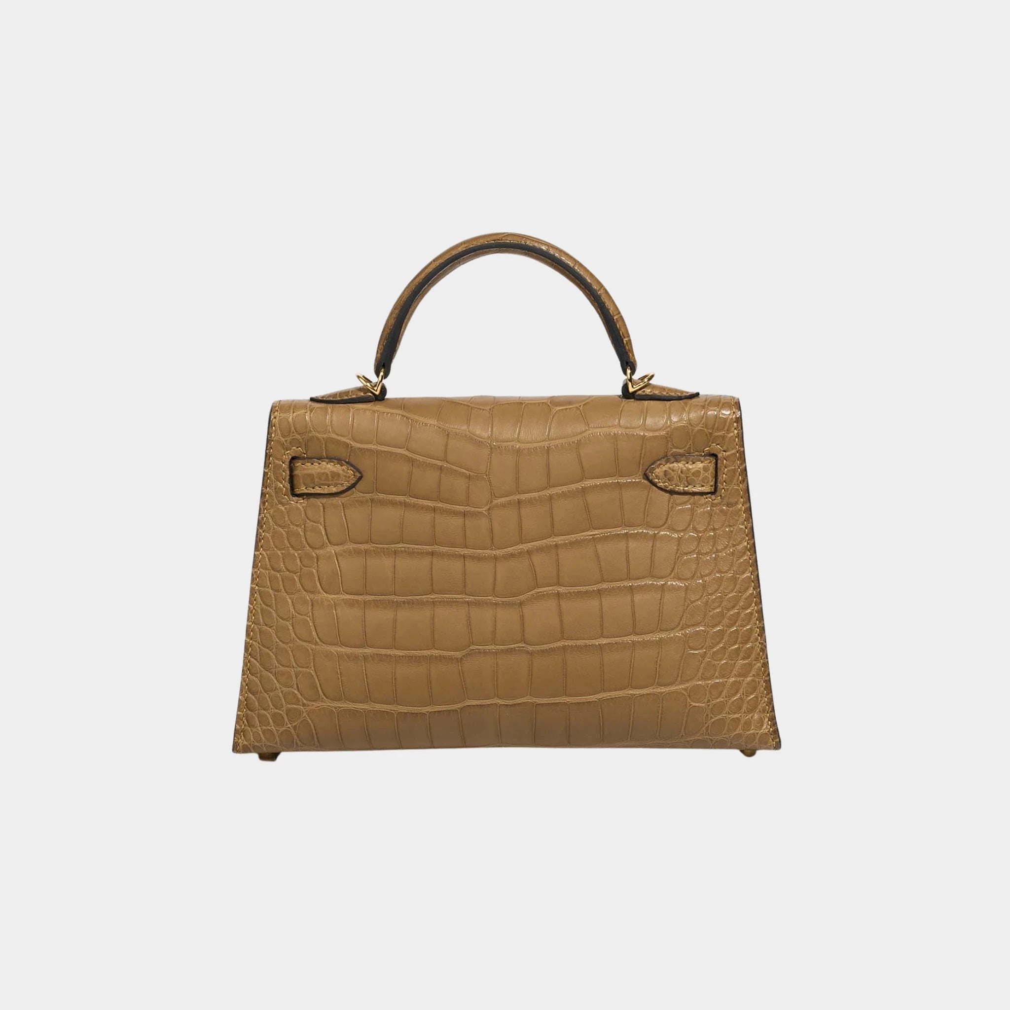 Hermes Kelly Mini Matte Alligator Kraft GHW, Back
