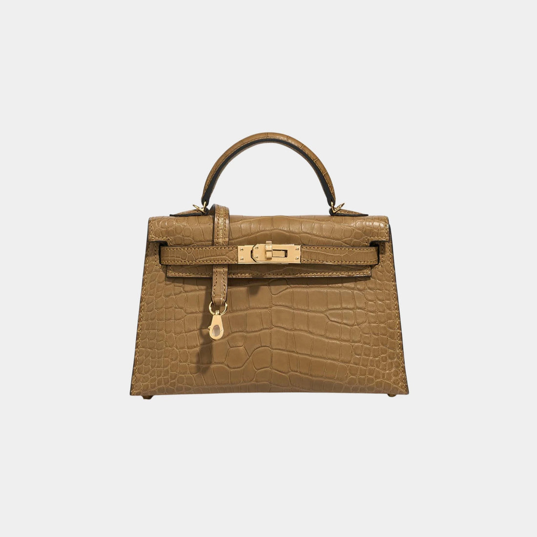 Hermes Kelly Mini Matte Alligator Kraft GHW, Front
