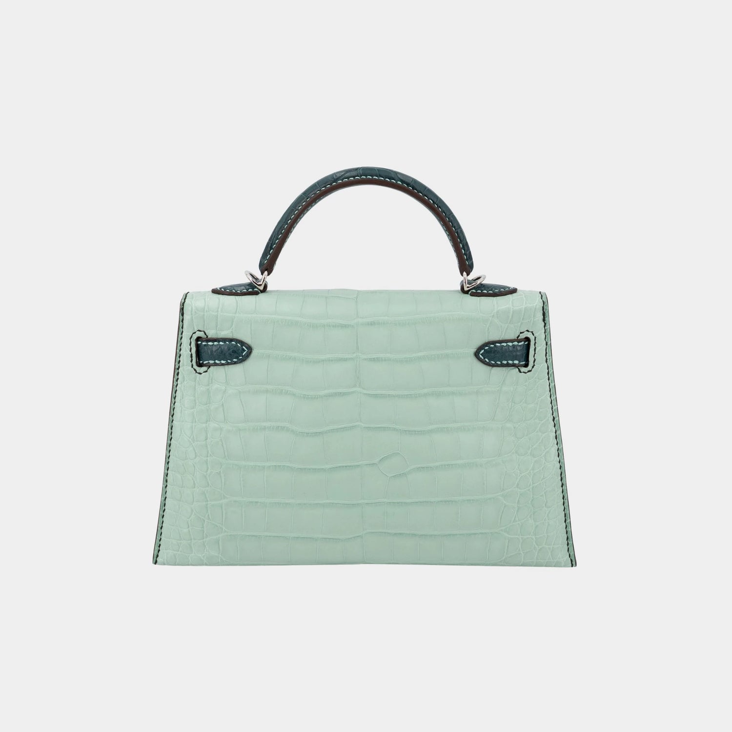 Kelly Mini Matte Alligator Vert d’Eau/Vert Cypress GHW, Back