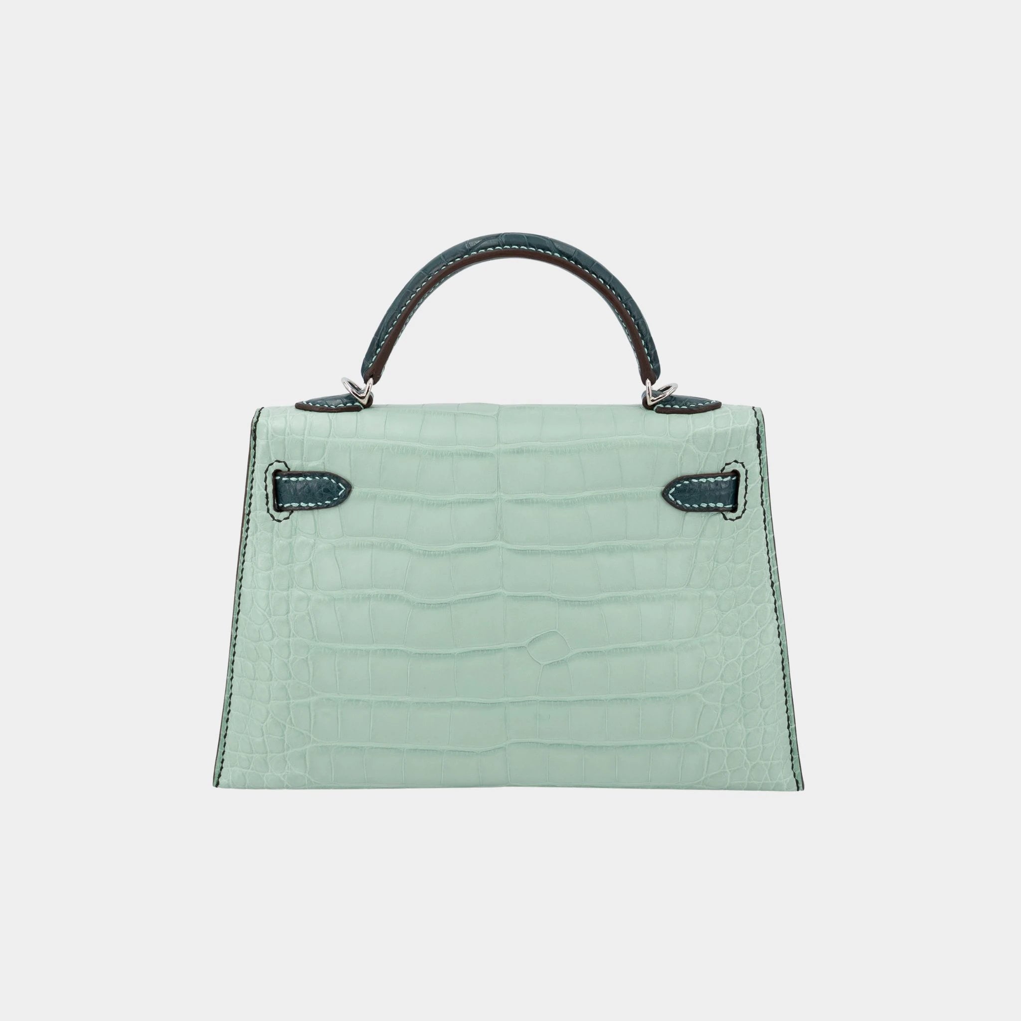 Kelly Mini Matte Alligator Vert d’Eau/Vert Cypress GHW, Back