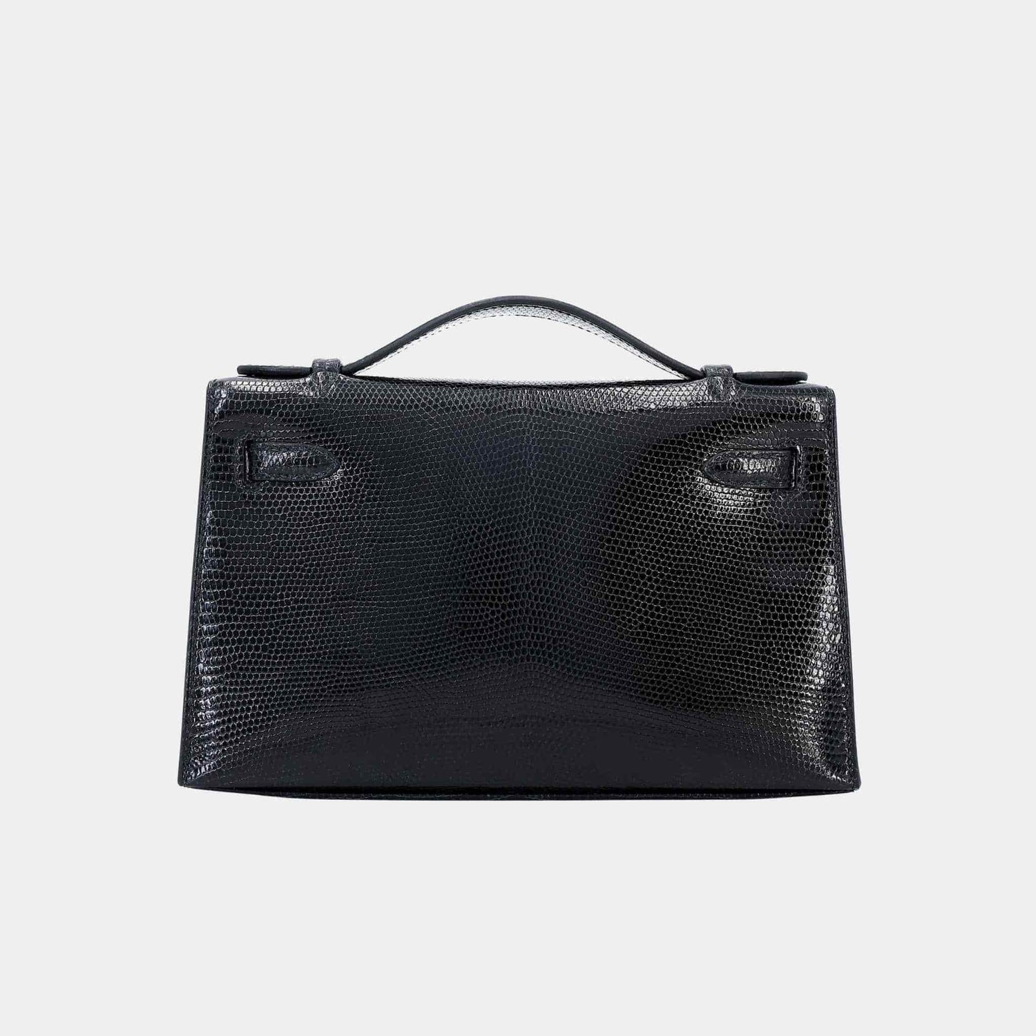 Hermes Kelly Pochette Lizard Black GHW, Back