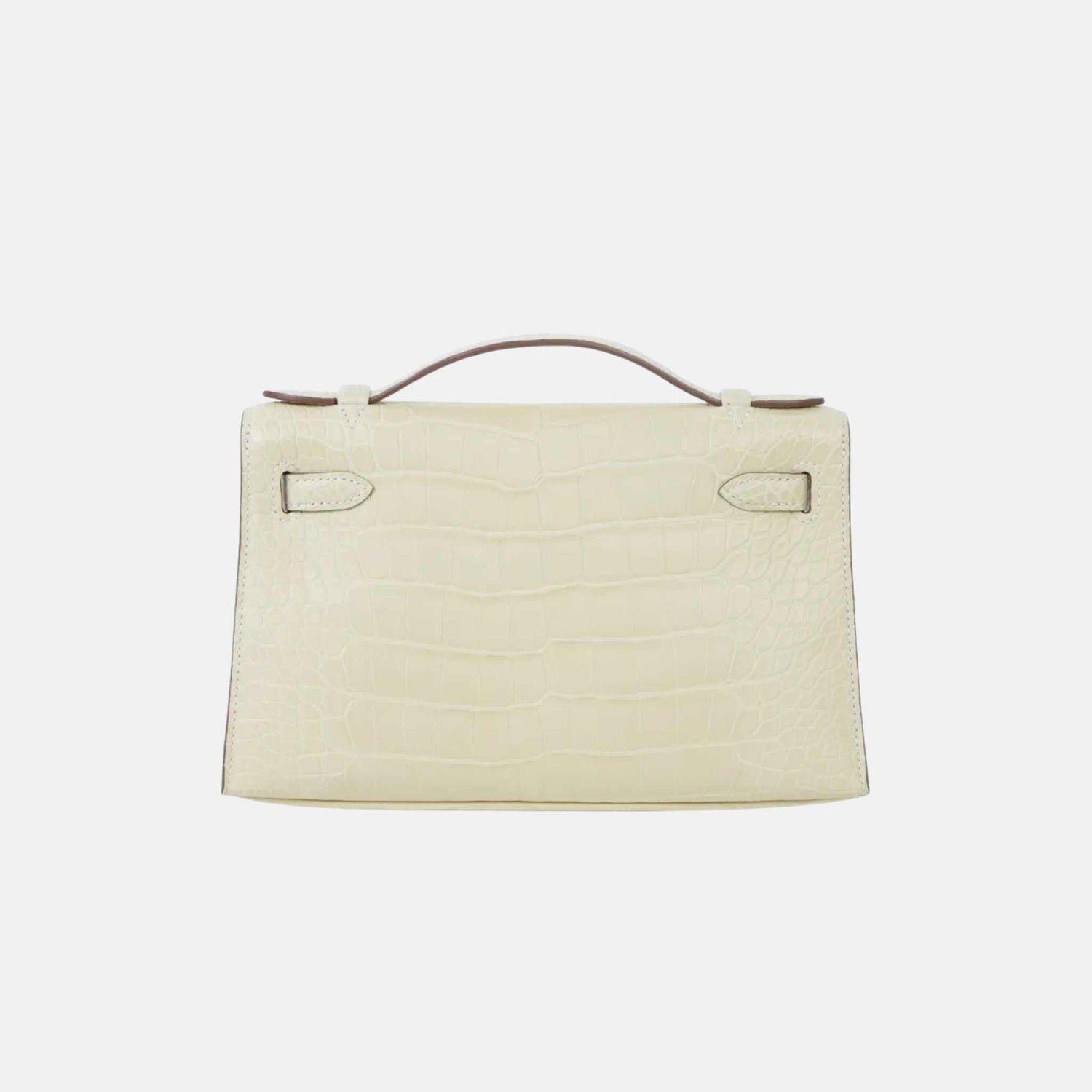 Hermès Kelly Pochette Matte Alligator Vanille PHW, Back