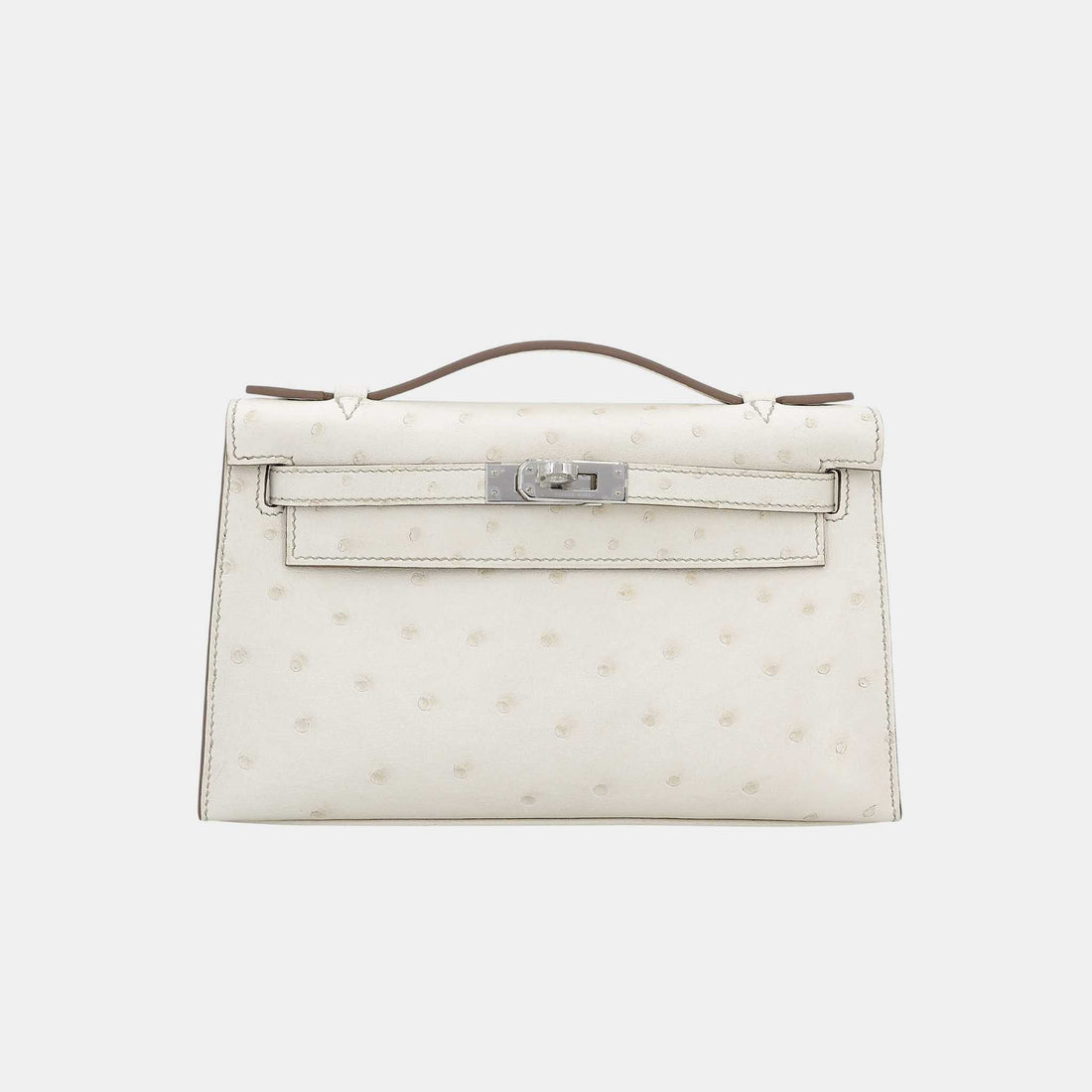 Hermes Kelly Pochette Ostrich Beton PHW, Front