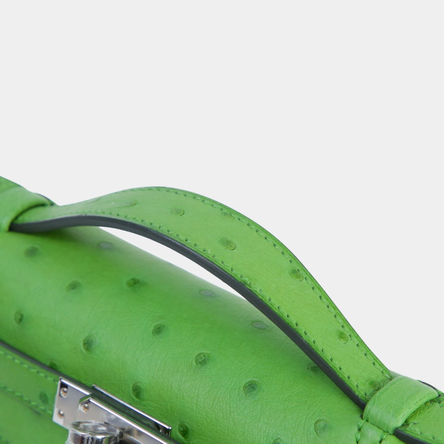 Kelly Pochette Ostrich Vert Yucca PHW