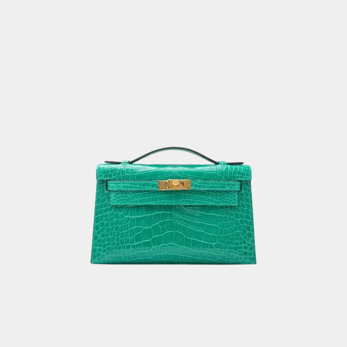 Kelly Pochette Shiny Crocodile Vert Jade GHW