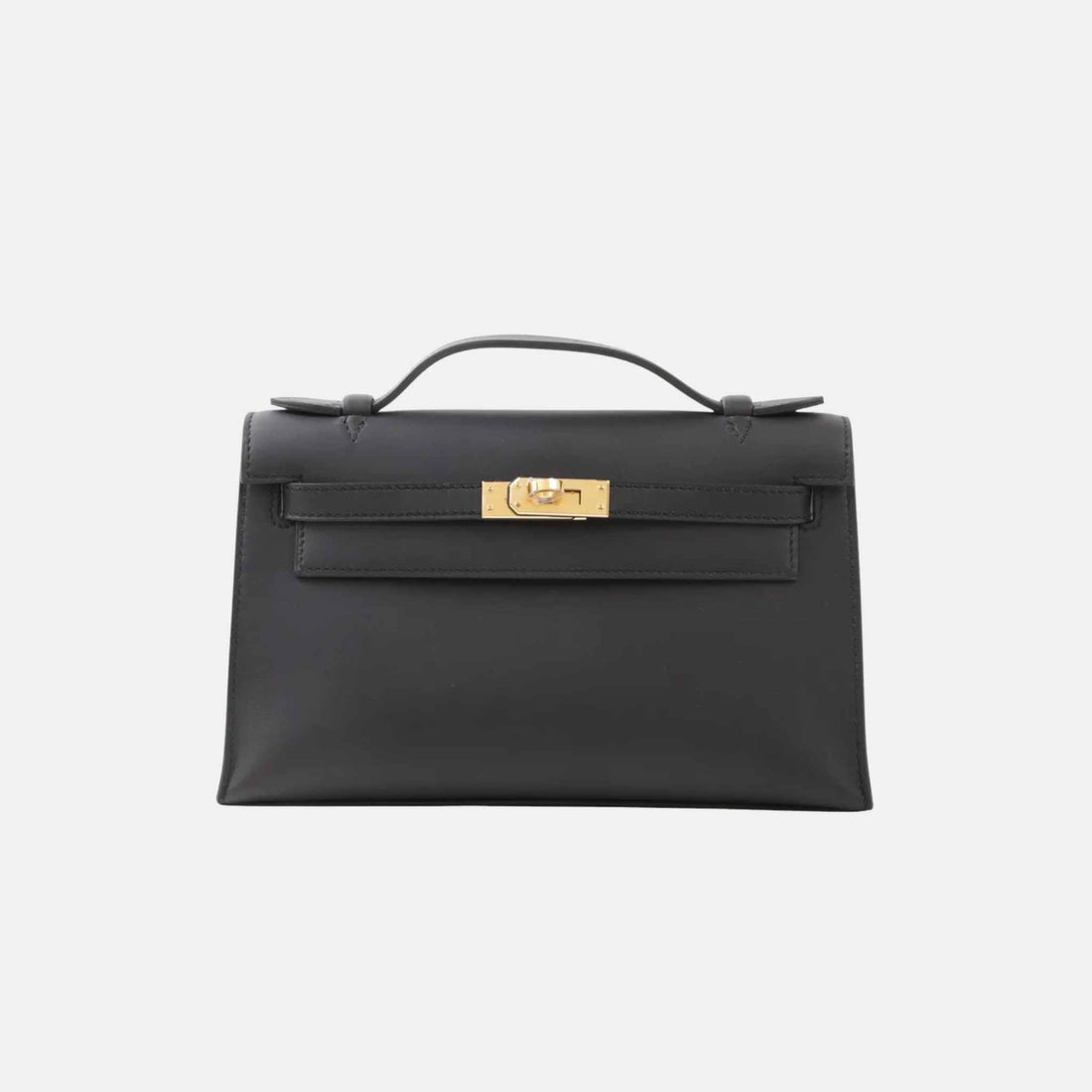Hermes Kelly Pochette Swift Black GHW, Front