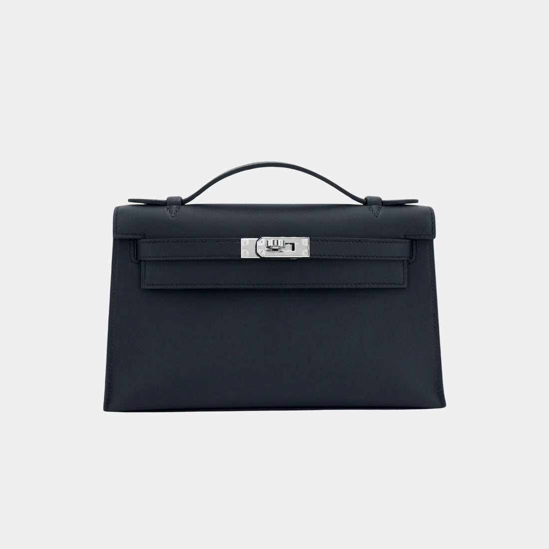 Hermes Kelly Pochette Swift Black PHW, Front