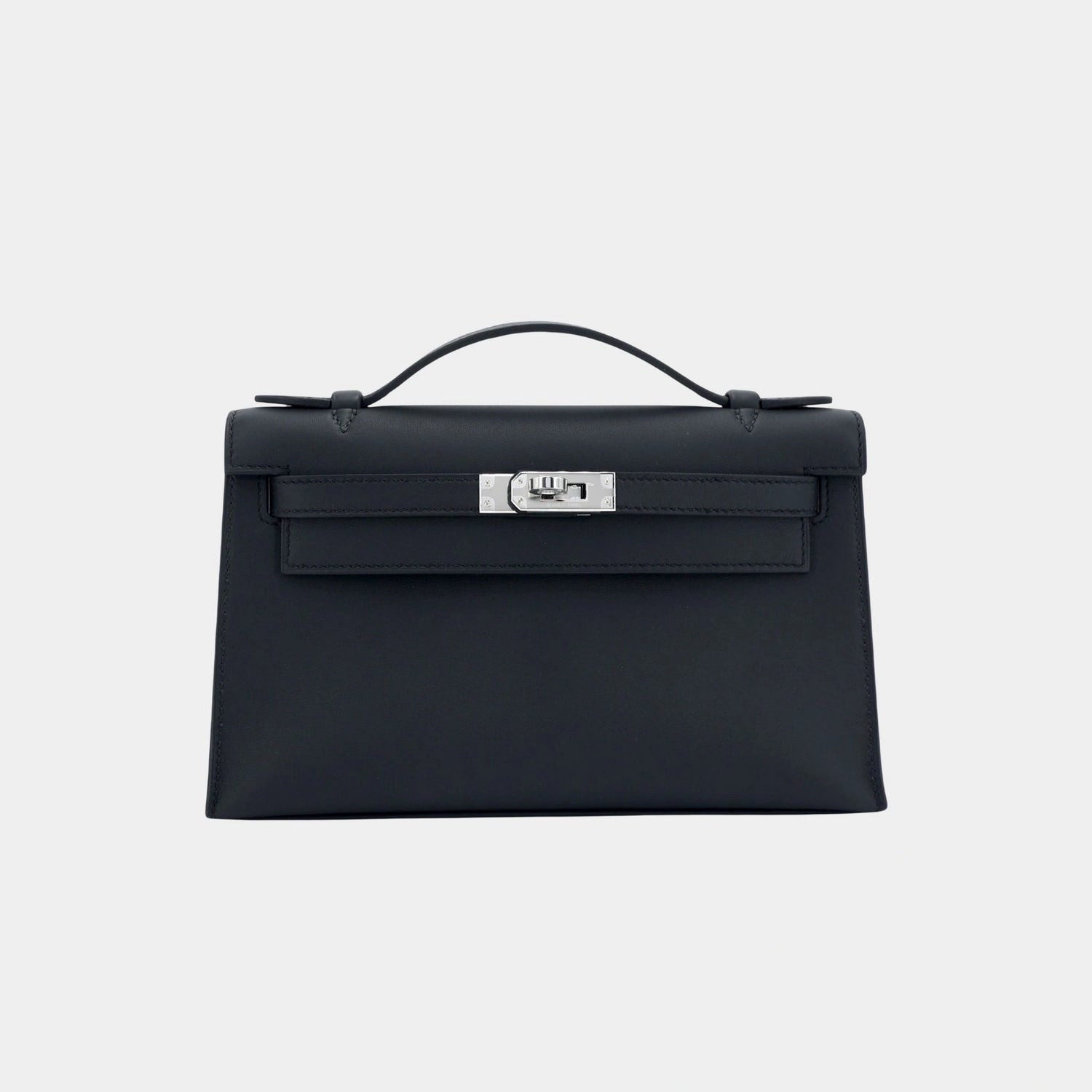 Hermes Kelly Pochette Swift Black PHW, Front