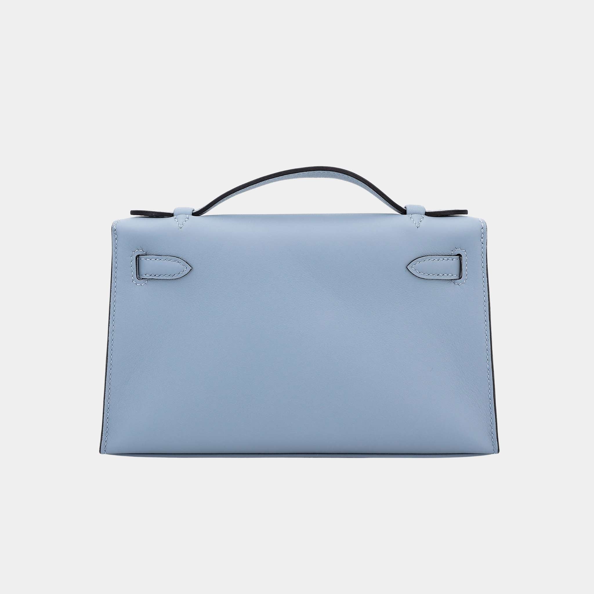 Hermes Kelly Pochette Swift Bleu Lin PHW, Back