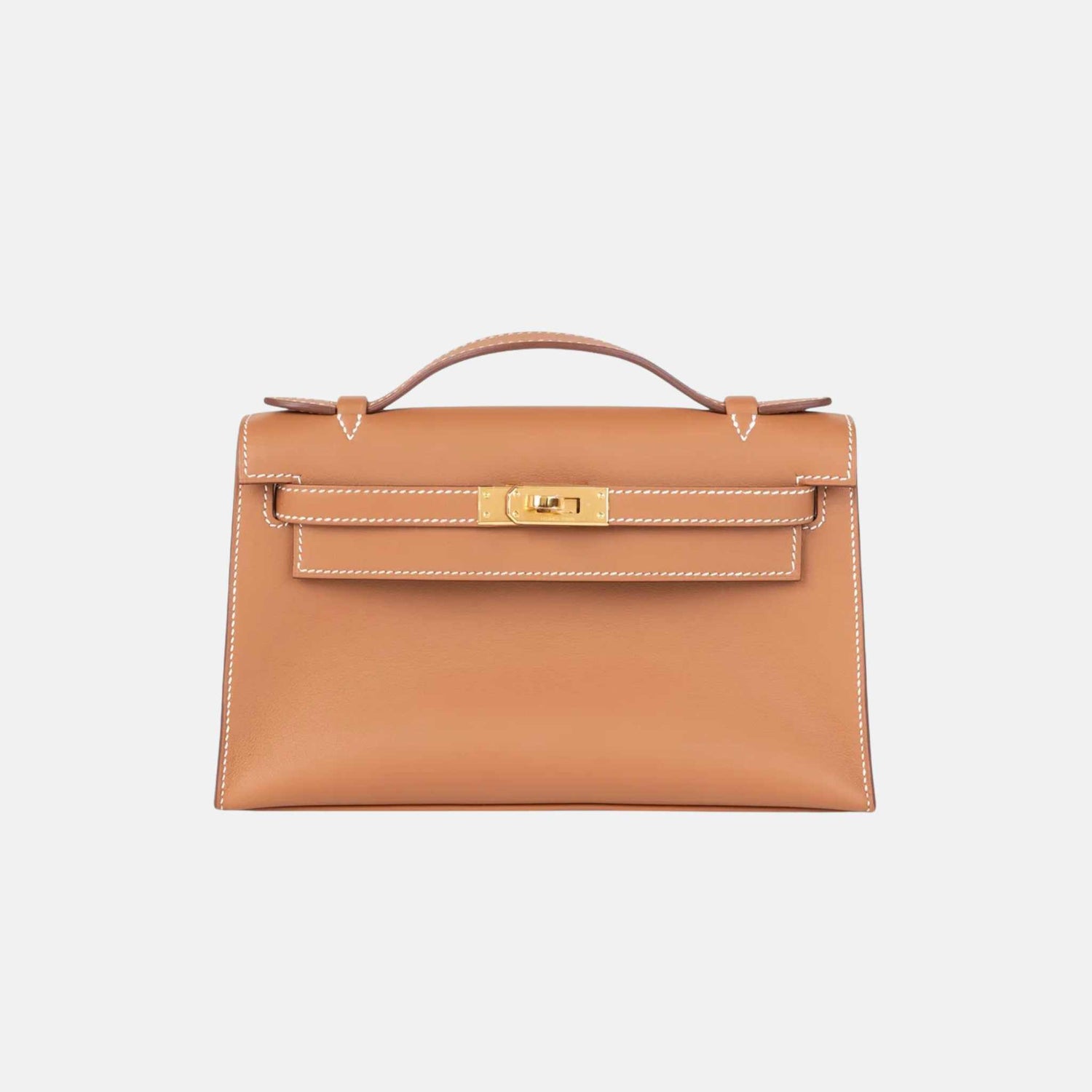 Hermes Kelly Pochette Swift Gold GHW, Front