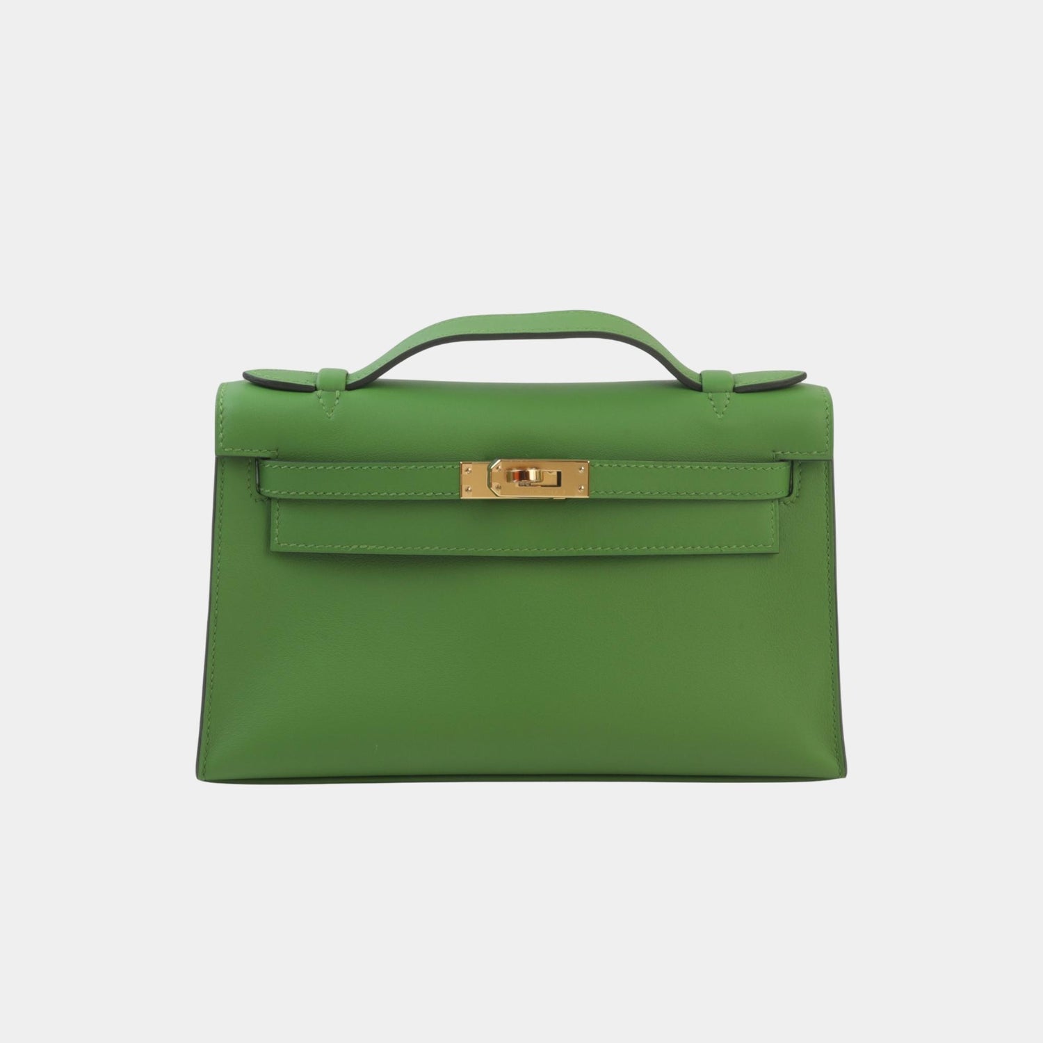 Hermes Kelly Pochette Swift Vert Yucca GHW, Front