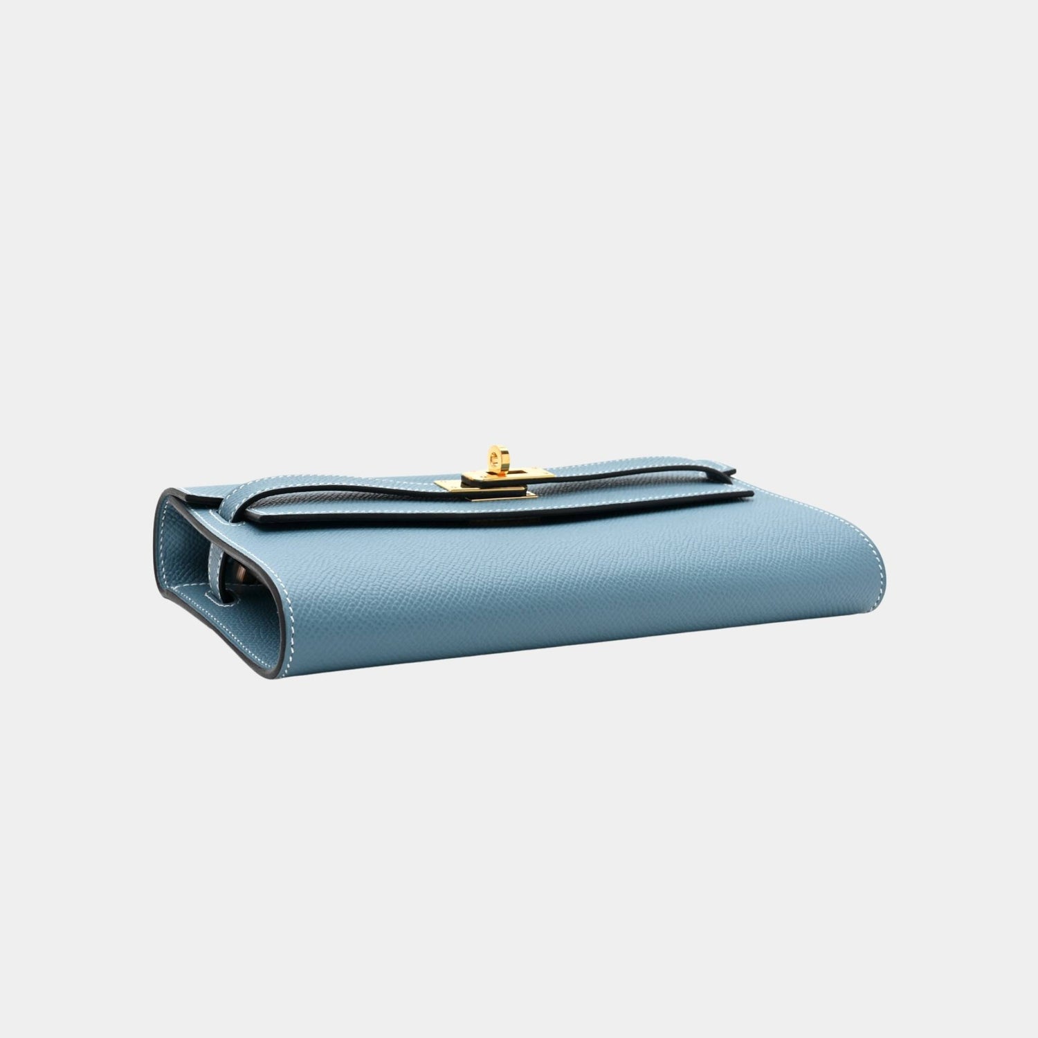 Hermes Kelly Wallet To Go Bleu Jeans GHW, Side