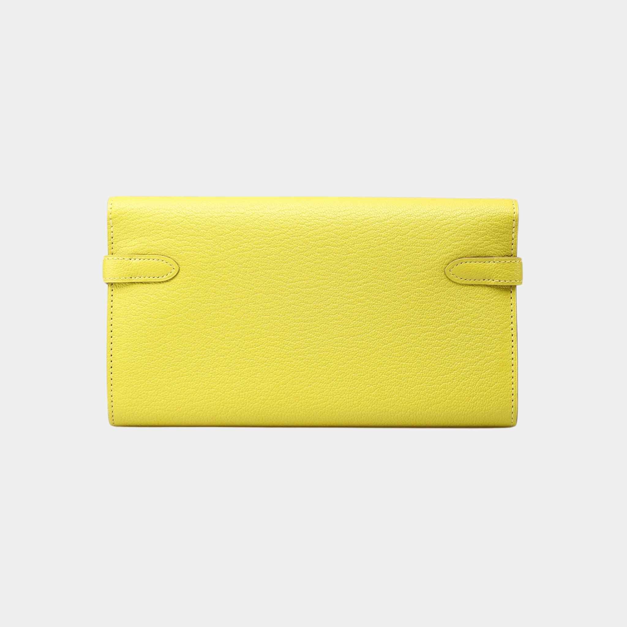 Hermes Kelly Wallet To Go Limoncello PHW, Back