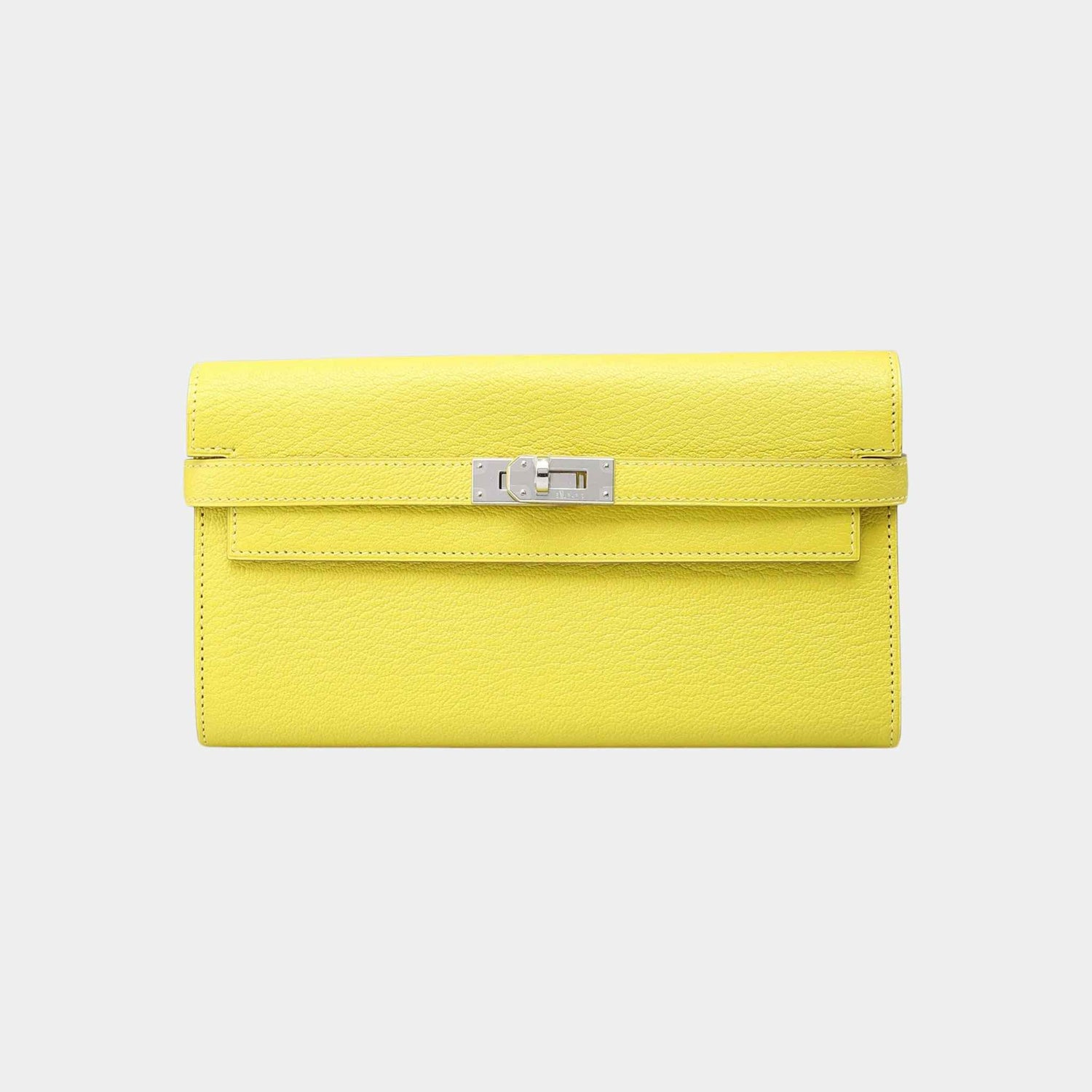 Hermes Kelly Wallet To Go Limoncello PHW, Front