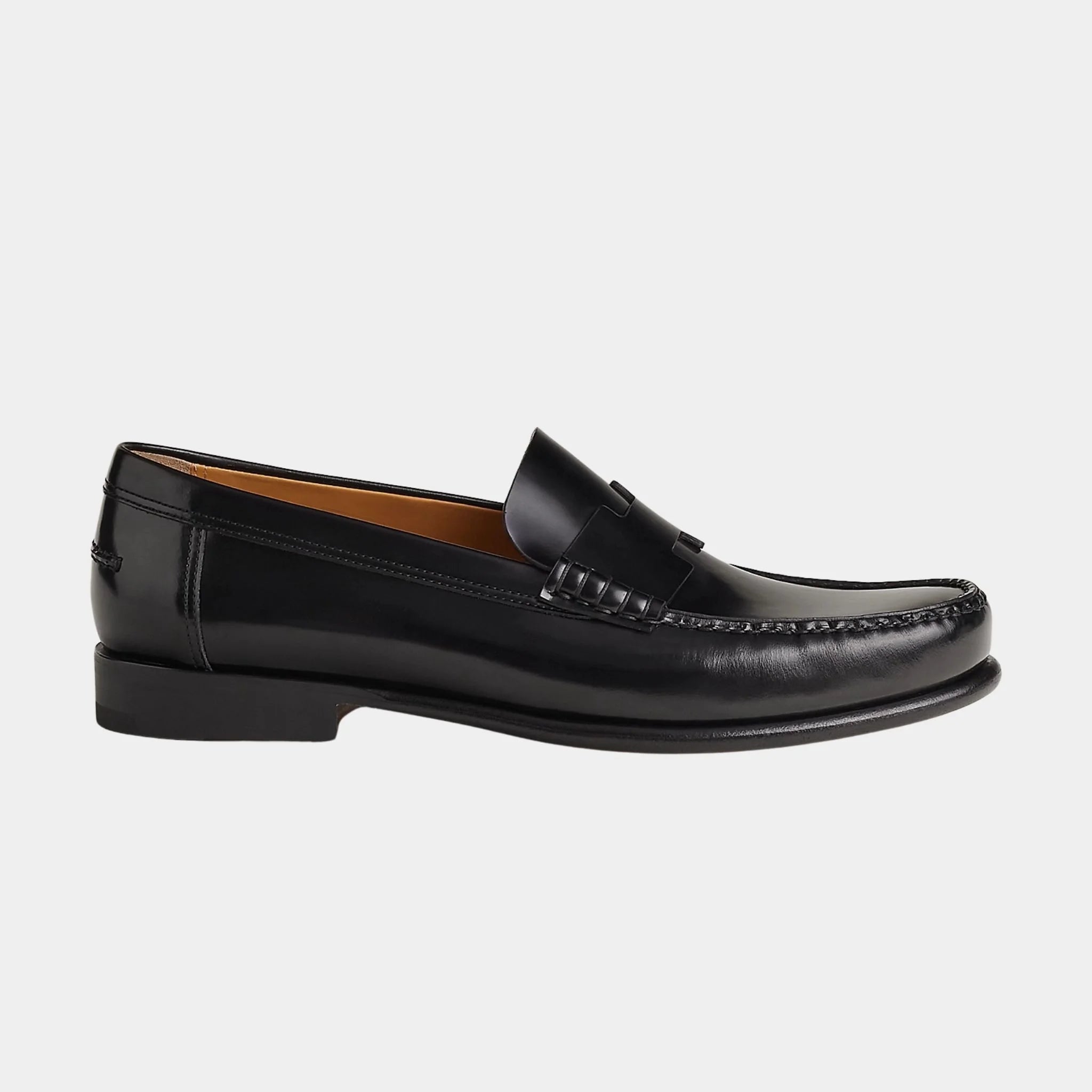 Hermes Kennedy Loafer in Toscan Calfskin, Noir, Side