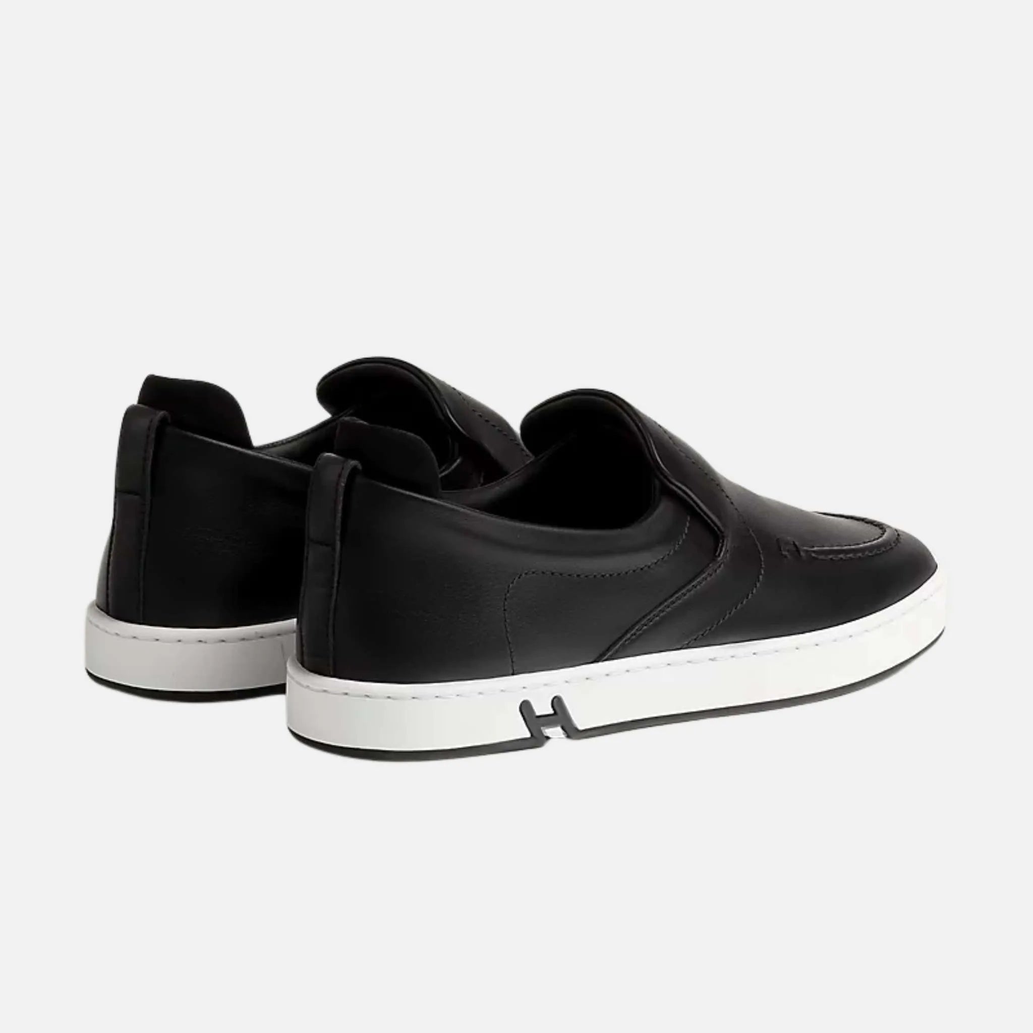 Hermes Kiddy Slip-On Sneaker Calfskin Black, Rear