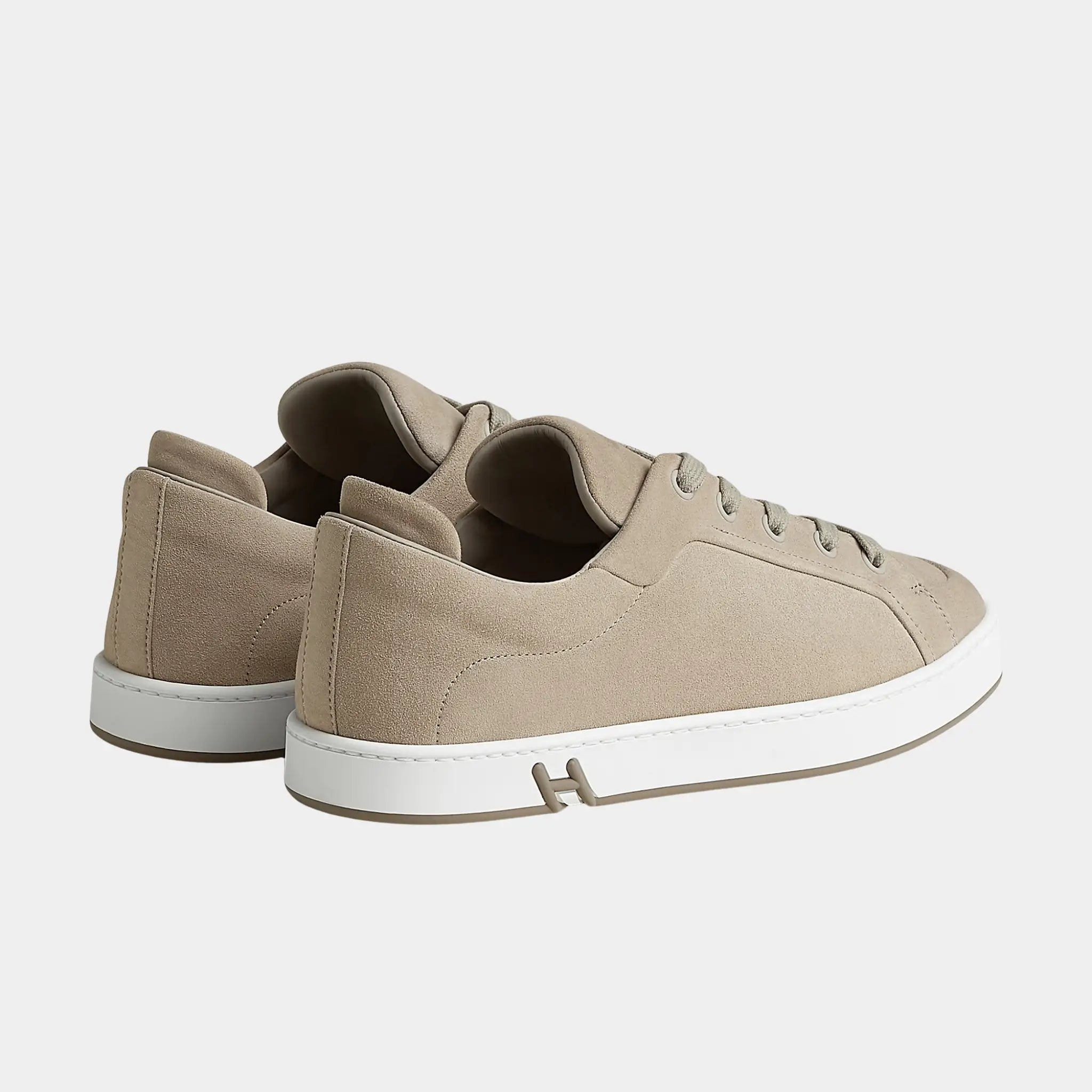 Hermes Kids Sneakers in Suede Goatskin Women, Beige Galet, Back