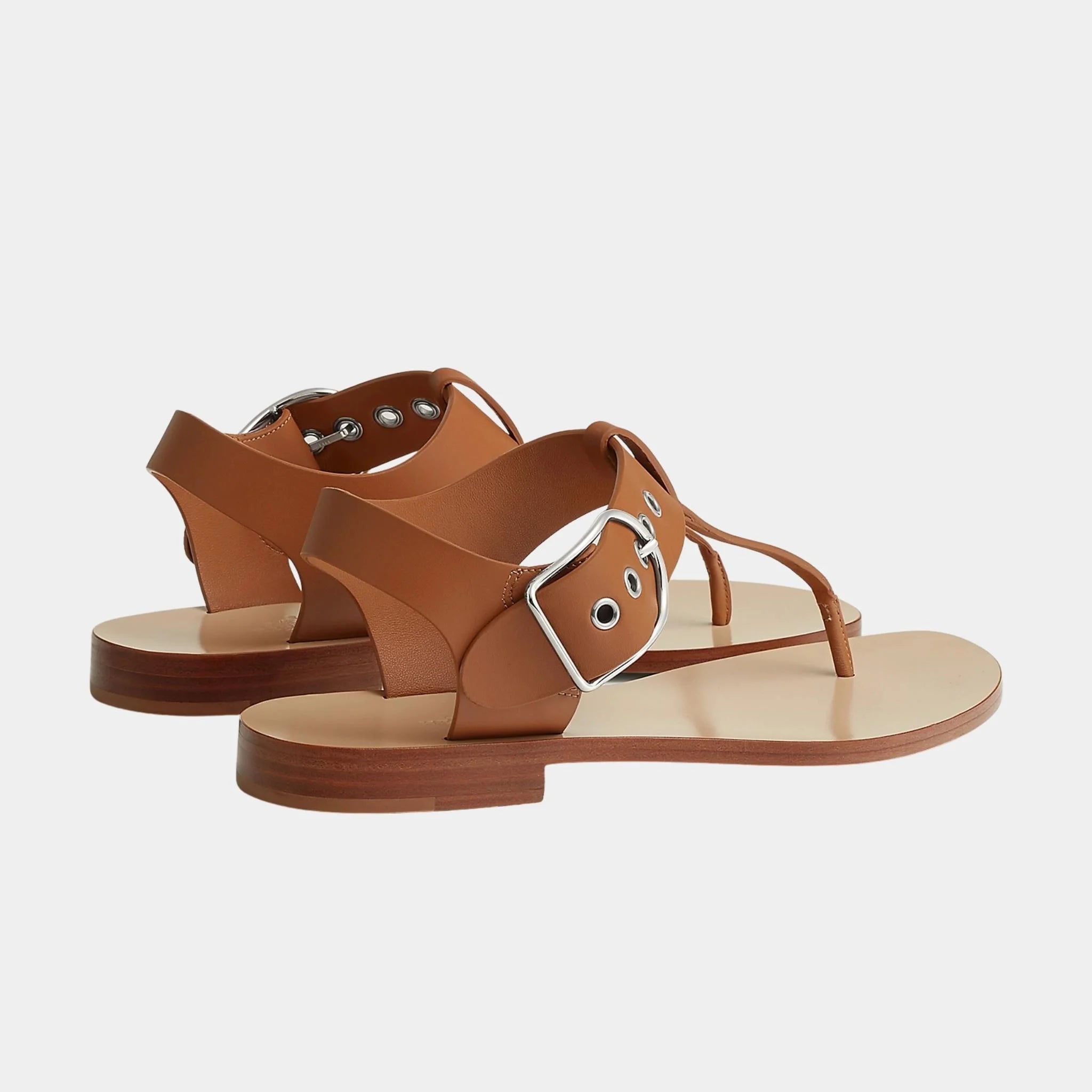 Hermes Kilp Sandals in Calfskin, Naturel, Back