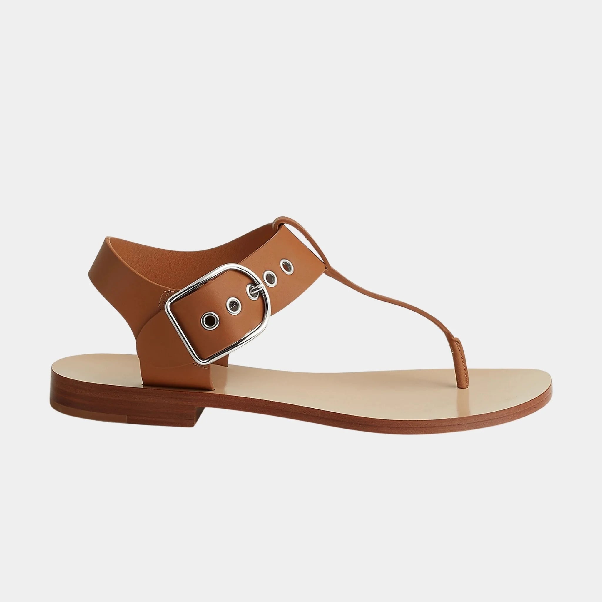Hermes Kilp Sandals in Calfskin, Naturel, Side