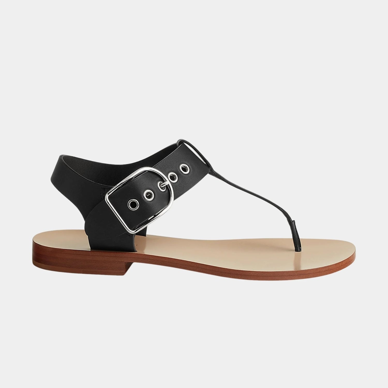 Hermes Kilp Sandals in Calfskin, Noir, Side