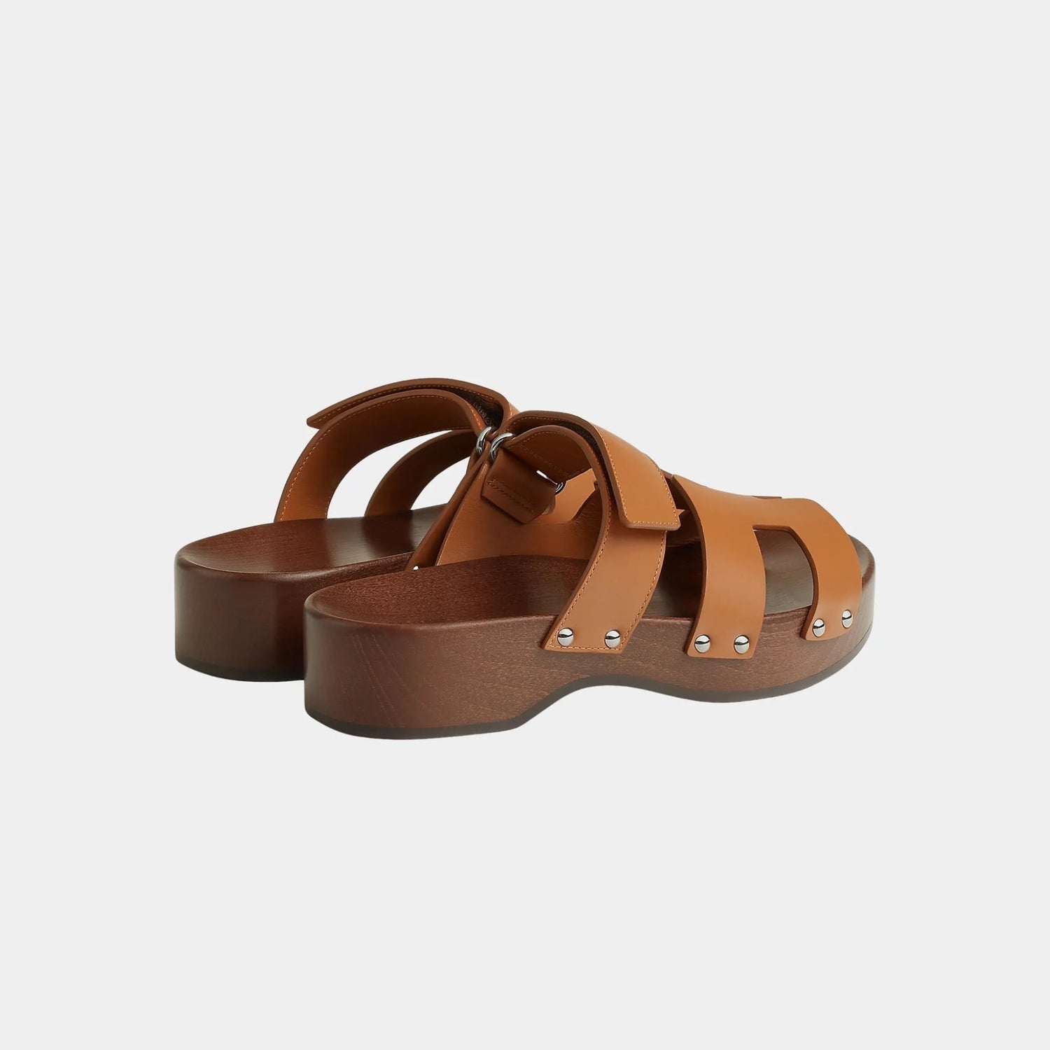 Hermes Kos Clogs in Calfskin, Naturel, Back