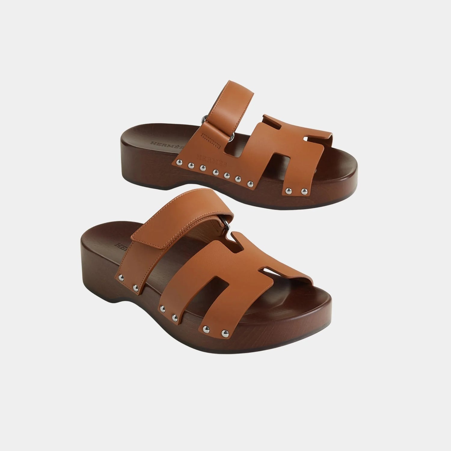 Hermes Kos Clogs in Calfskin, Naturel, Front