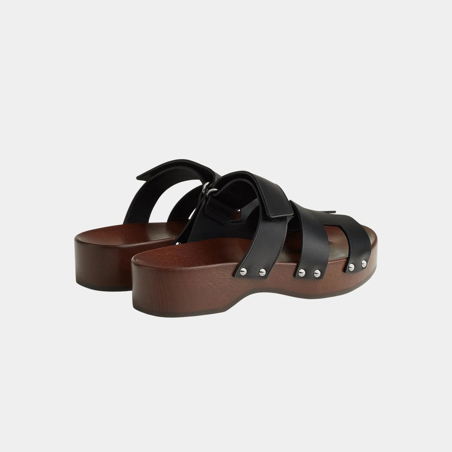Hermes Kos Clogs in Calfskin, Noir, Back