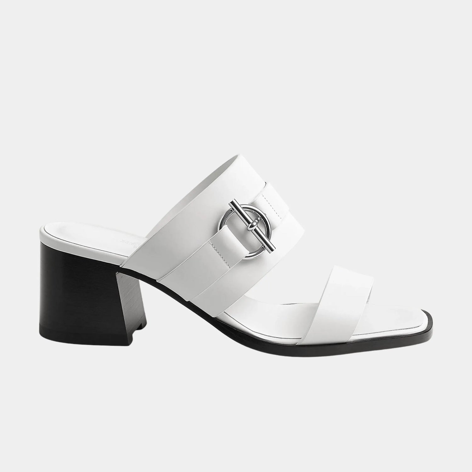 Hermes Kute 60 Heeled Sandals in Calfskin, Blanc, Side