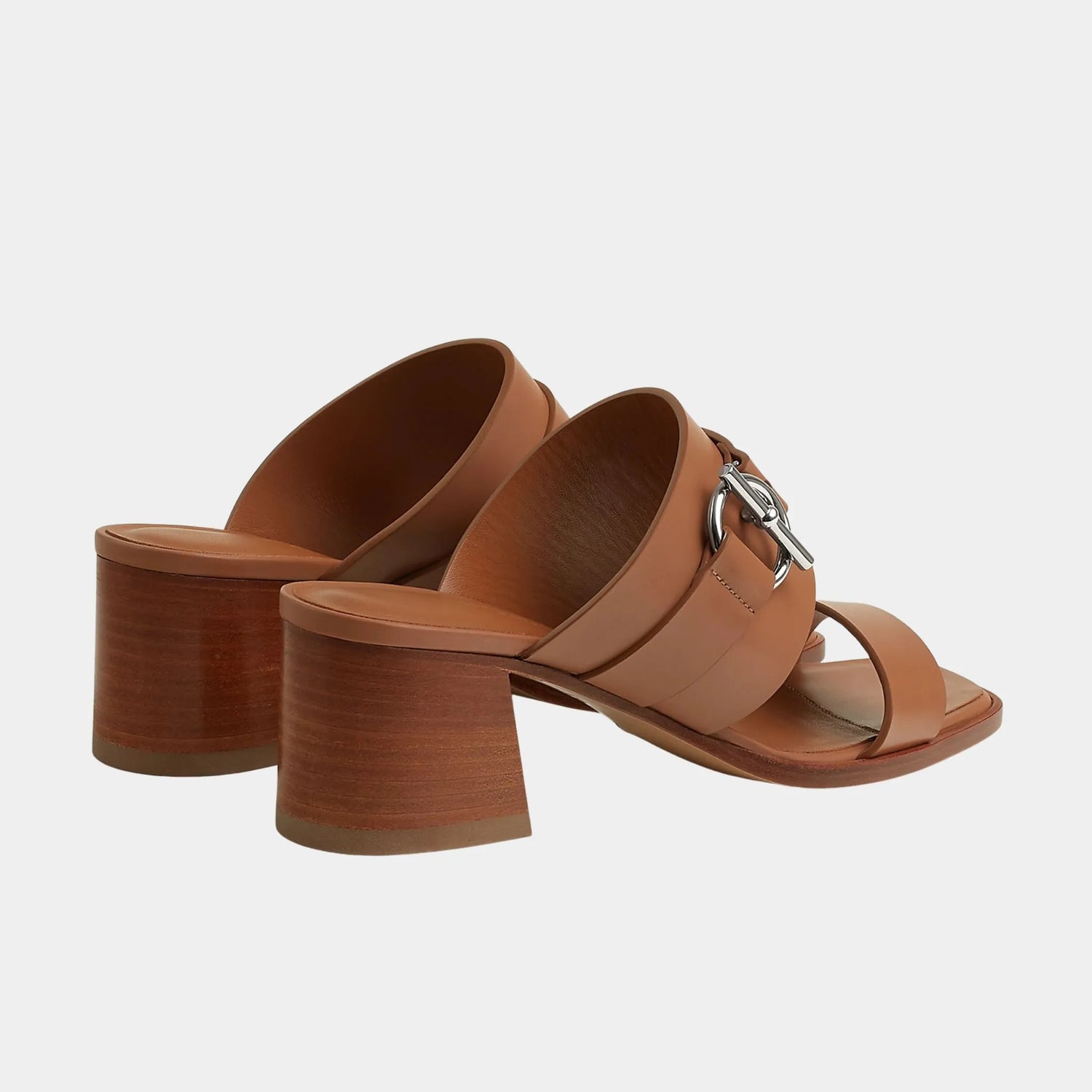 Hermes Kute 60 Heeled Sandals in Calfskin, Naturel, Back