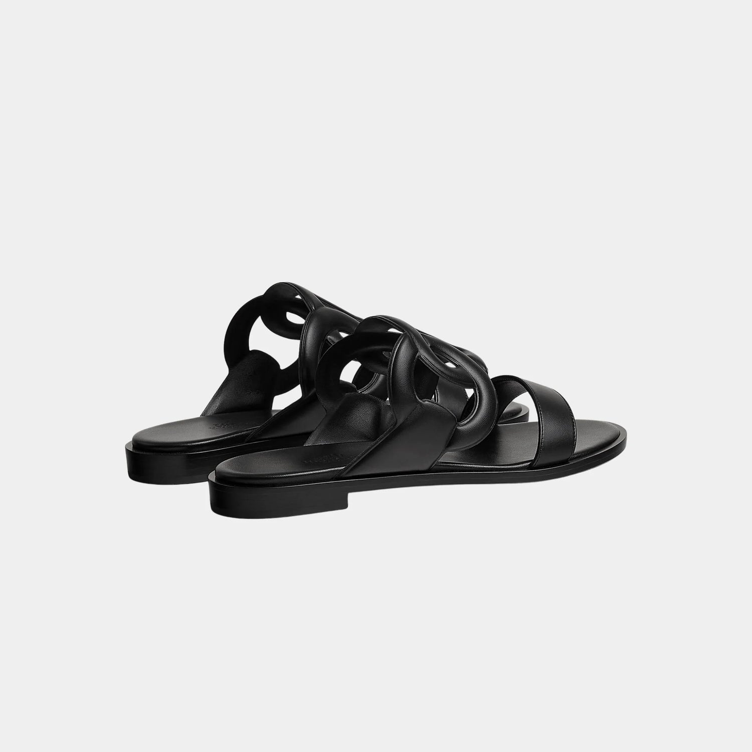 Hermes Lagoon Sandals in Nappa Leather, Noir, Back