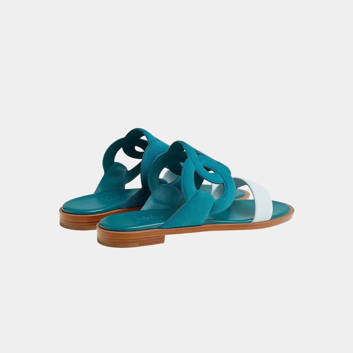 Hermes Lagoon Sandals Two-tone Suede Goatskin, Iroise Blue, Mist Blue, Back