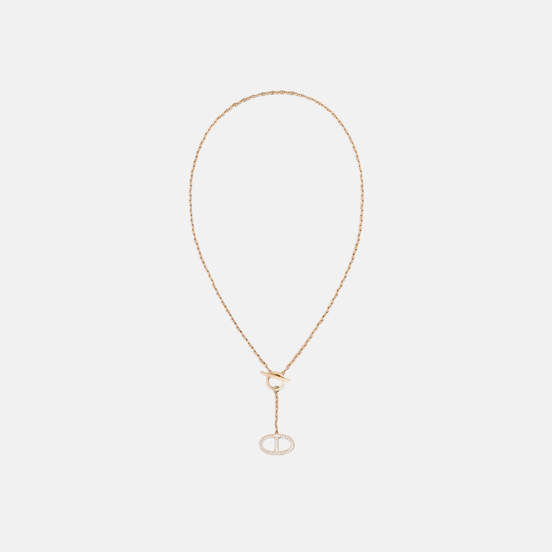 Hermes Large Contour Anchor Chain Pendant Rose Gold Diamond, Front