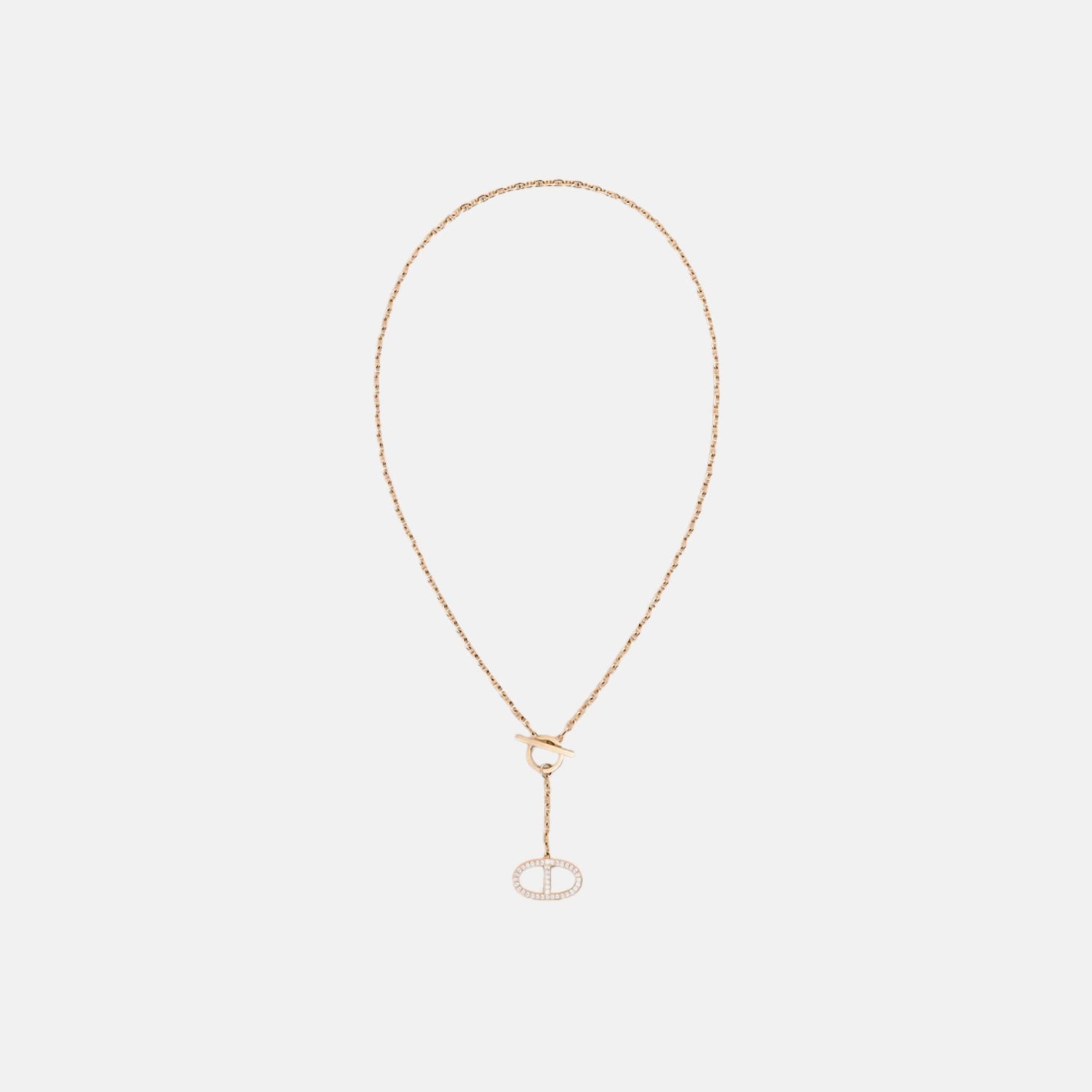 Hermes Large Contour Anchor Chain Pendant Rose Gold Diamond, Front