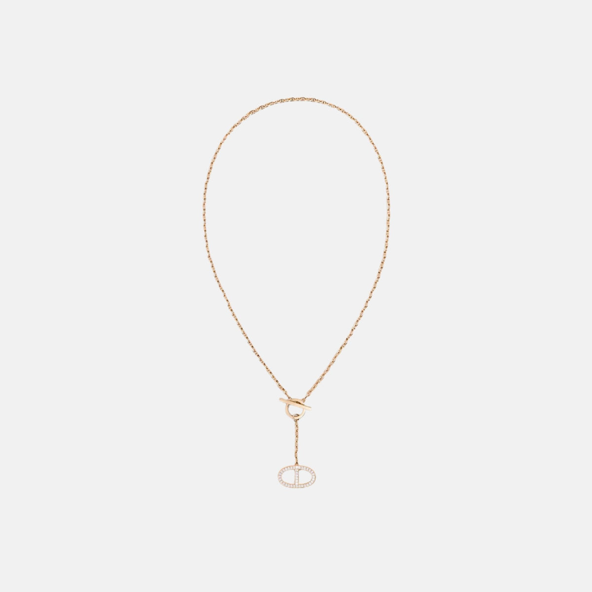 قلادة Anchor Chain Contour كبيرة من ذهب وردي مرصعة بالماس