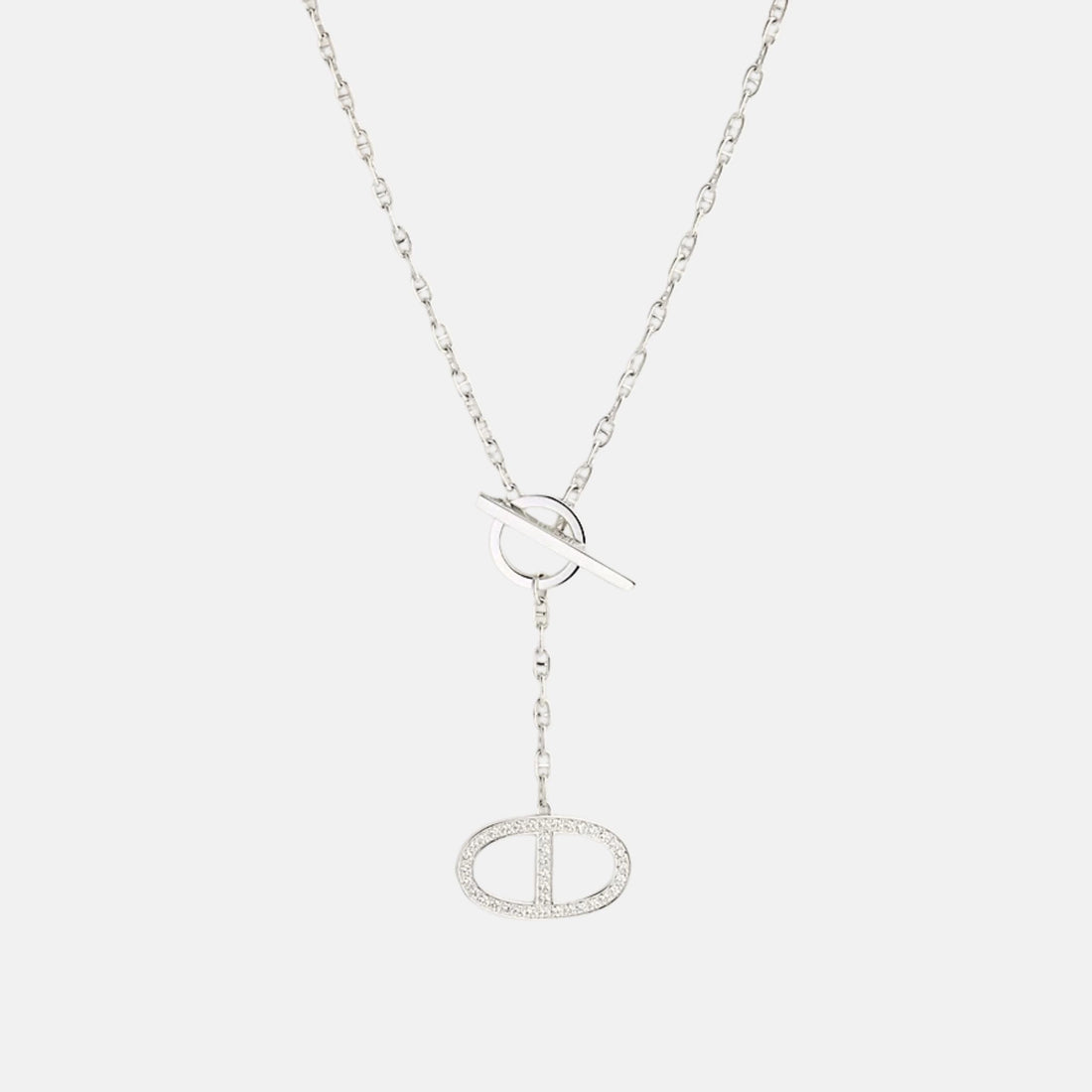 Hermes Large Contour Anchor Chain Pendant White Gold Diamond, Front
