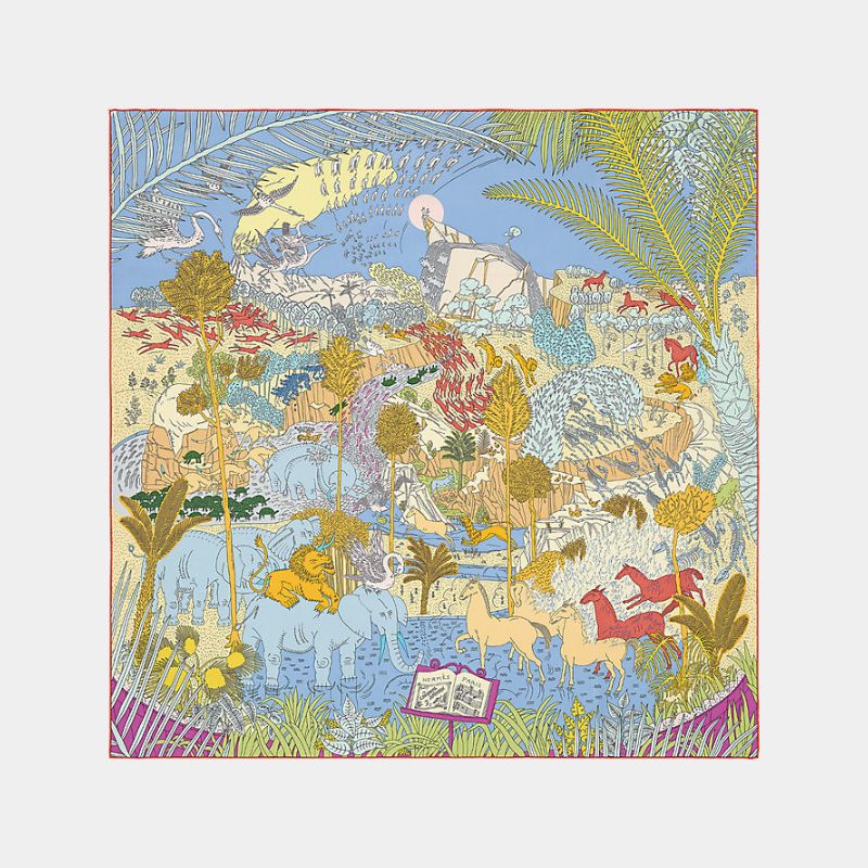 Hermes Le Carnaval des Animaux scarf 90, Green