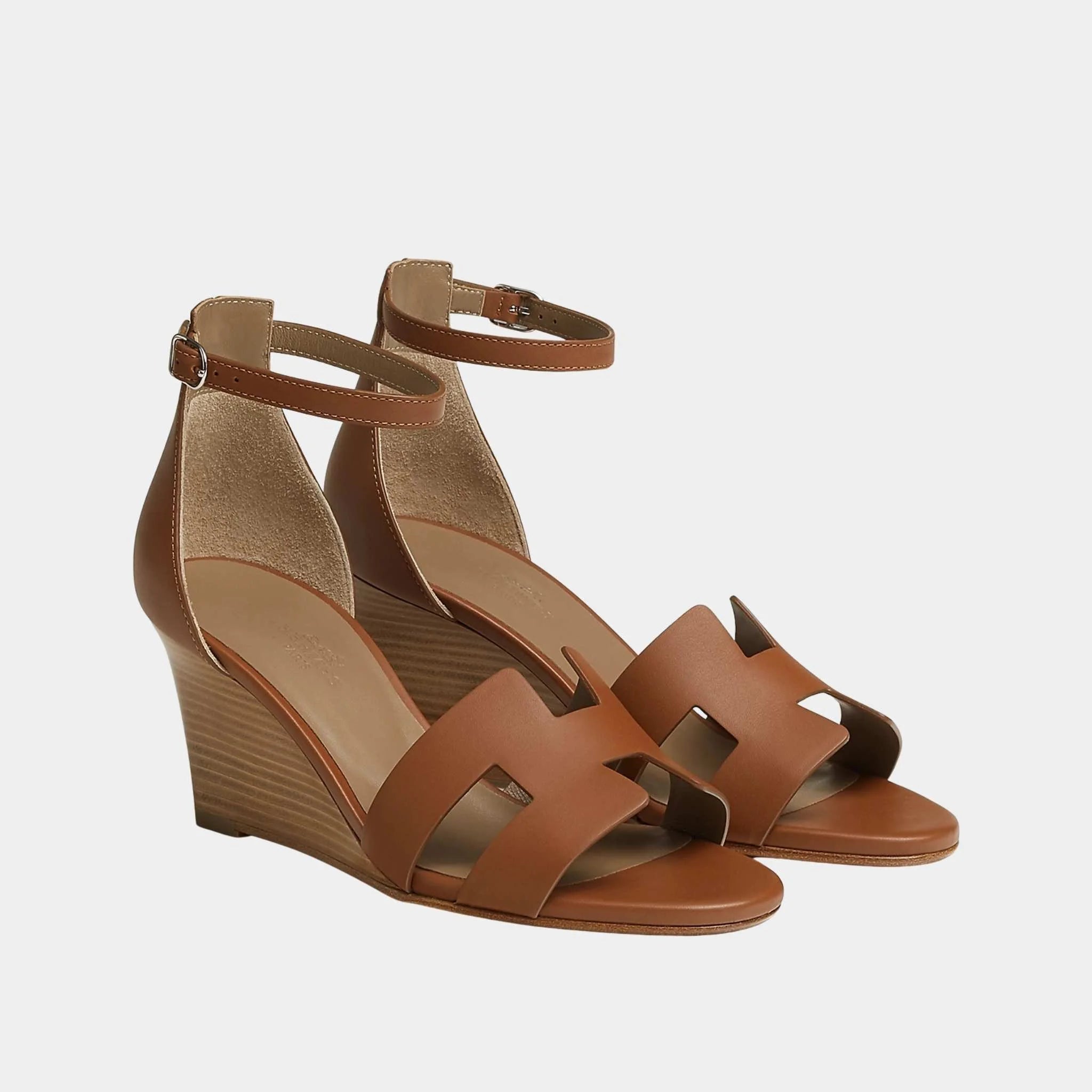 Hermes Legend Sandal in Calfskin, Gold, Front