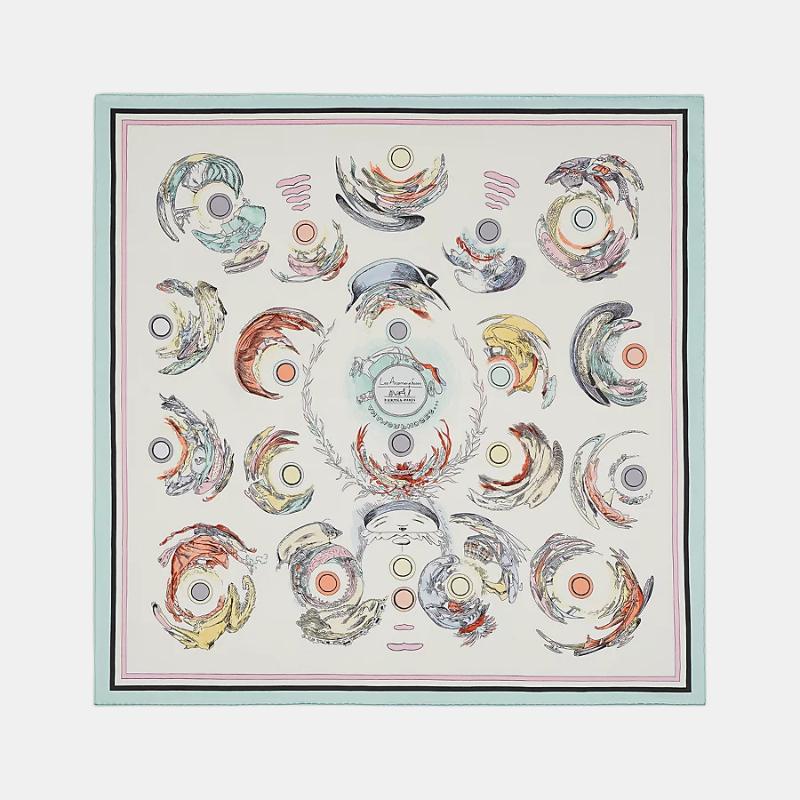 Hermes Les Anamorphoses scarf 70, Front, Vert