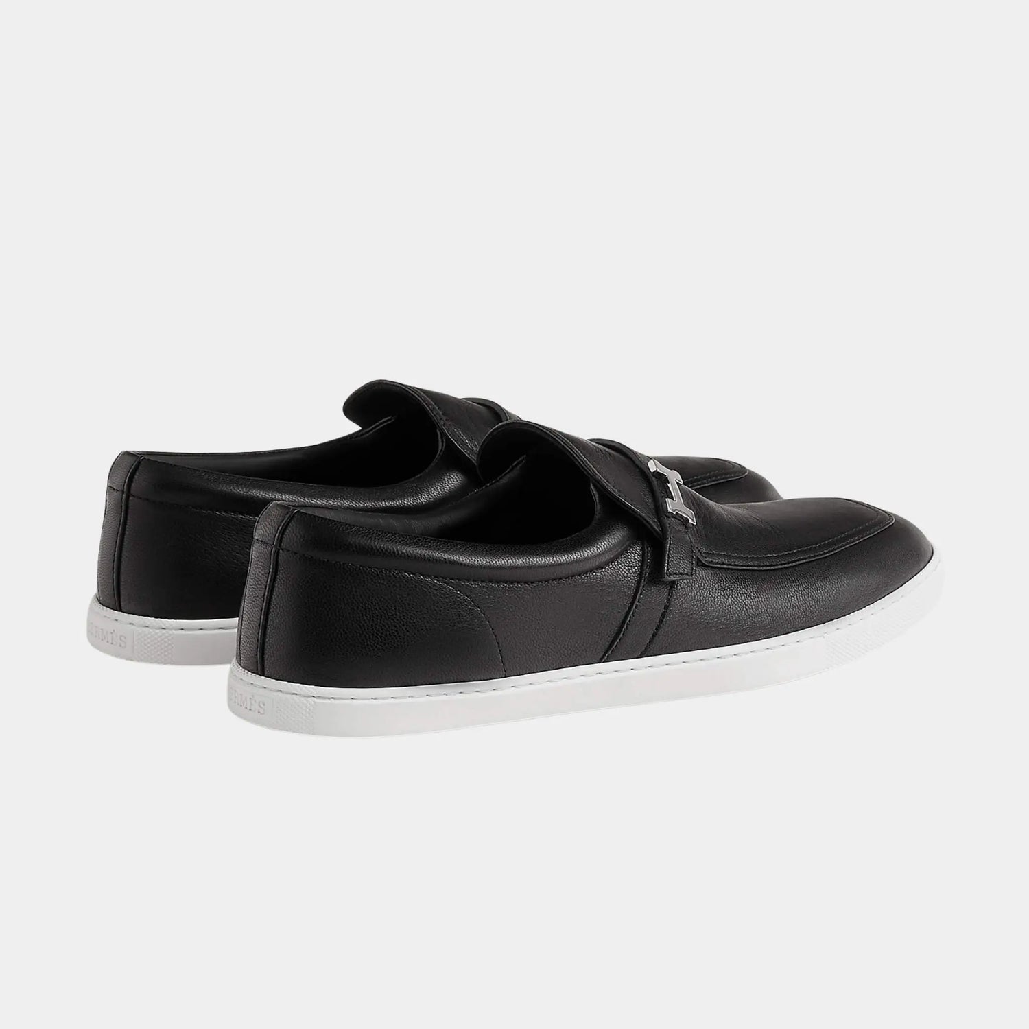 Hermes Like Loafers in Sporty Goatskin, Noir, Back