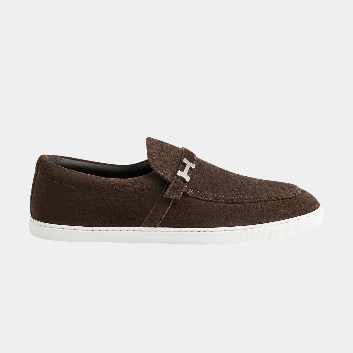 Hermes Like Loafers in Suede Calfskin, Ecorce, Side