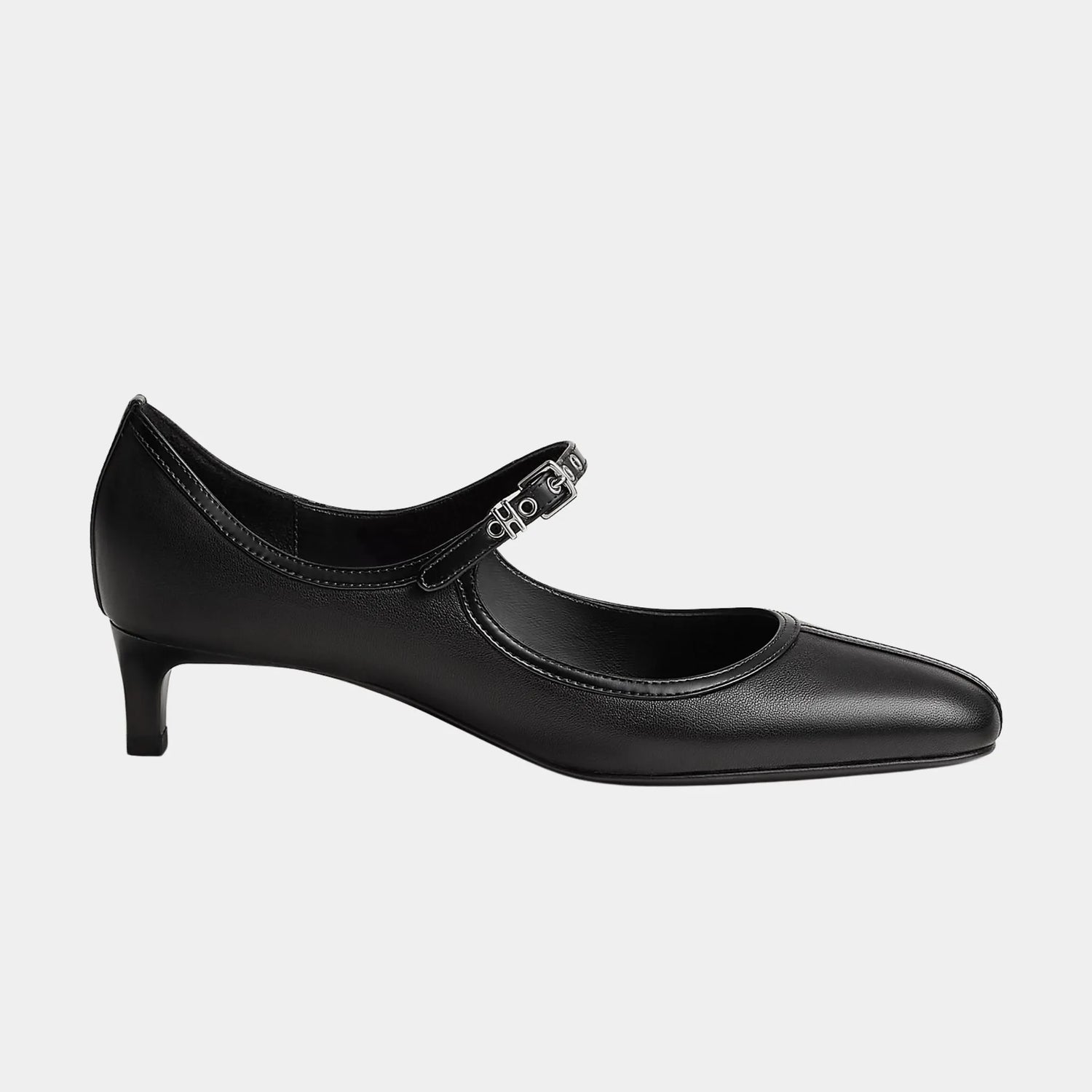 Hermes Lilibeth 40 Pump in Nappa and Tuscan Calfskin, Noir, Side