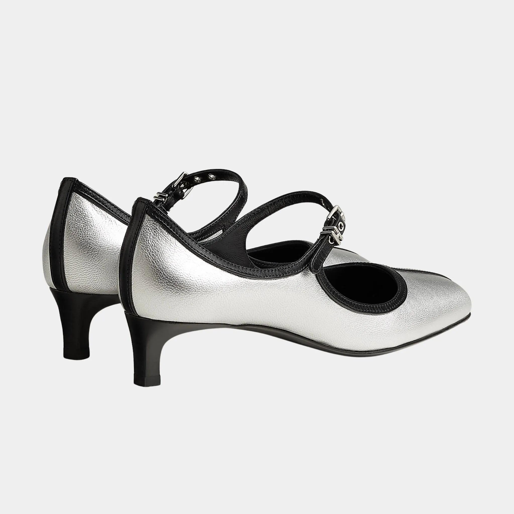 Hermes Lilibeth 40 Pumps in Metallic Goatskin, Ardent, Noir, Back