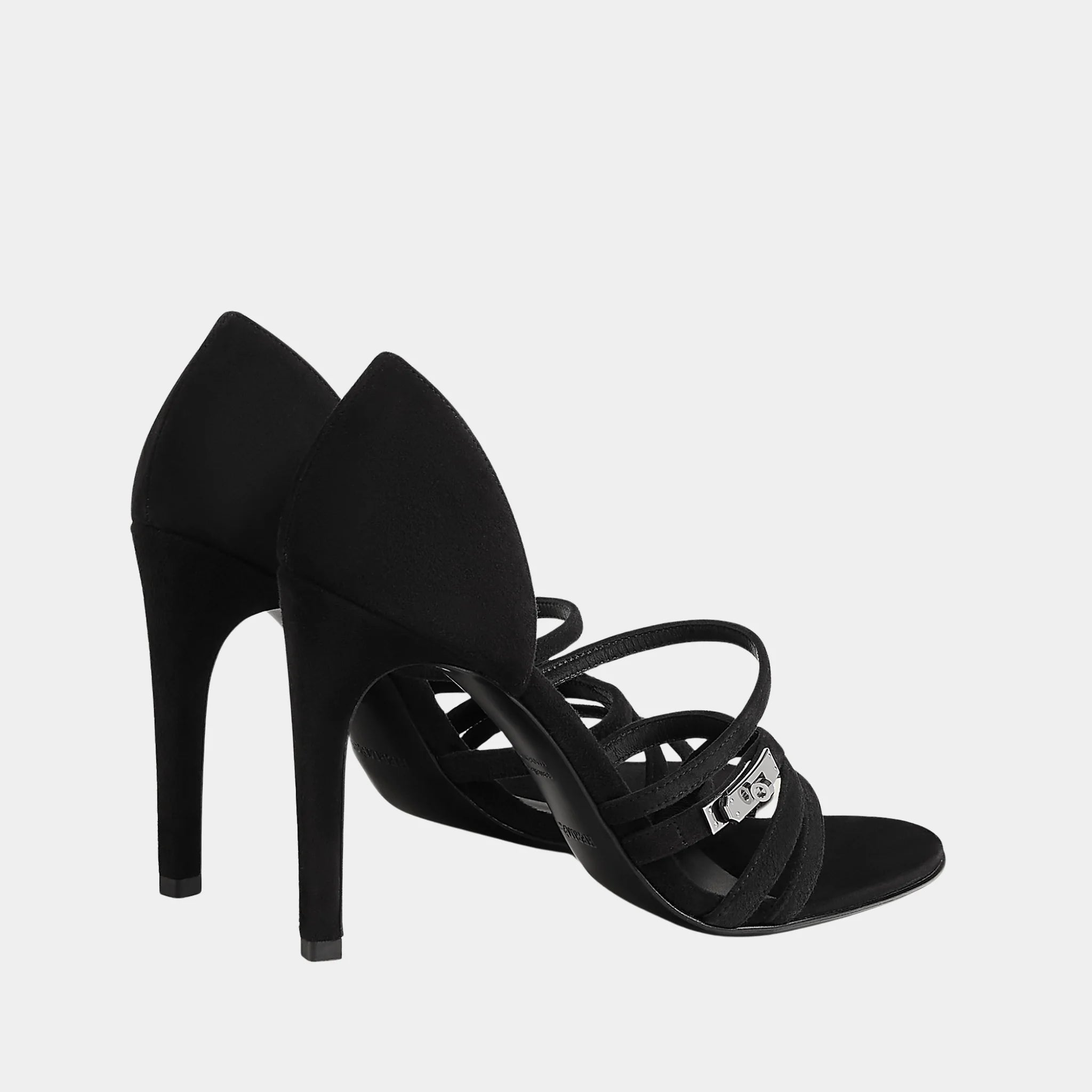 Hermes Lipstick 105 Sandal in Suede Goatskin, Noir, Back
